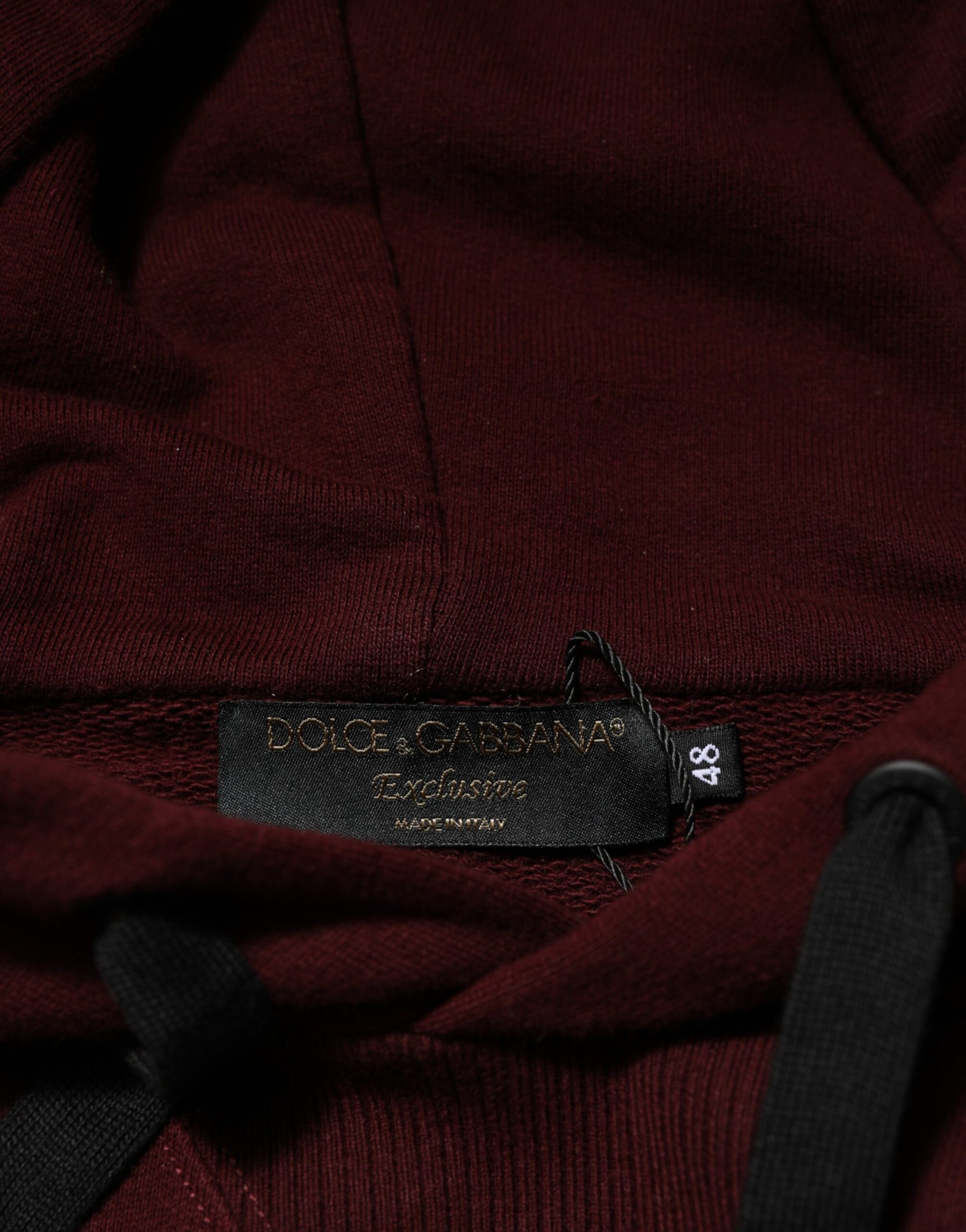 Dolce & Gabbana Burgundy Cotton Plaid Lined Men Hoodie Sweater | Regal Royce