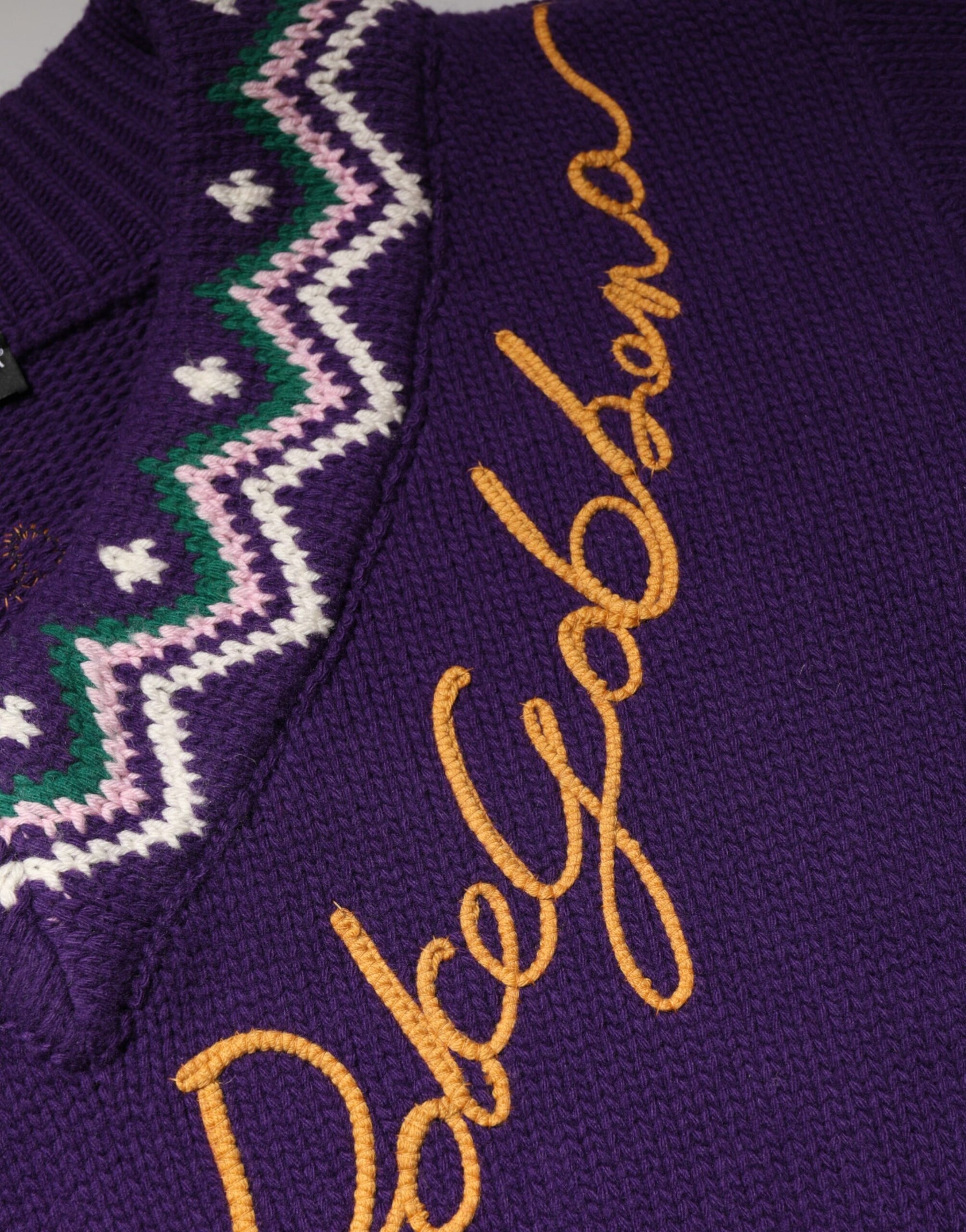 Dolce & Gabbana Purple Wool DG Logo Men Knit Pullover Sweater | Regal Royce