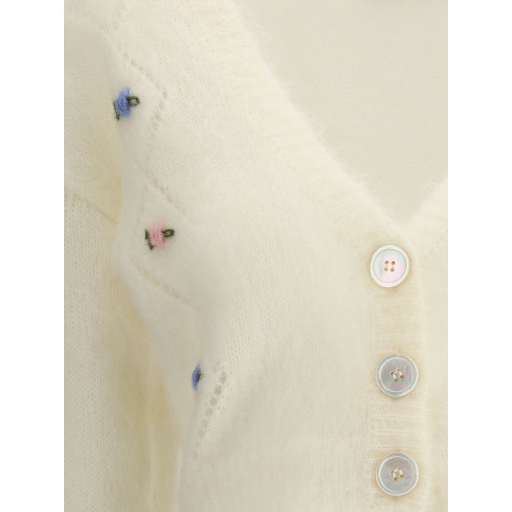 Alessandra Rich White Mohair Cardigan | Regal Royce