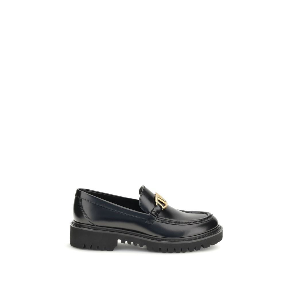 Valentino Garavani Black Leather Slip-On Loafers