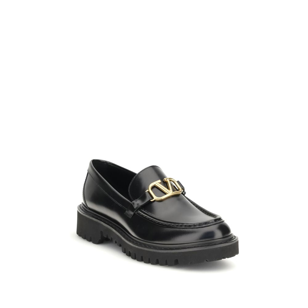 Valentino Garavani Black Leather Slip-On Loafers | Regal Royce