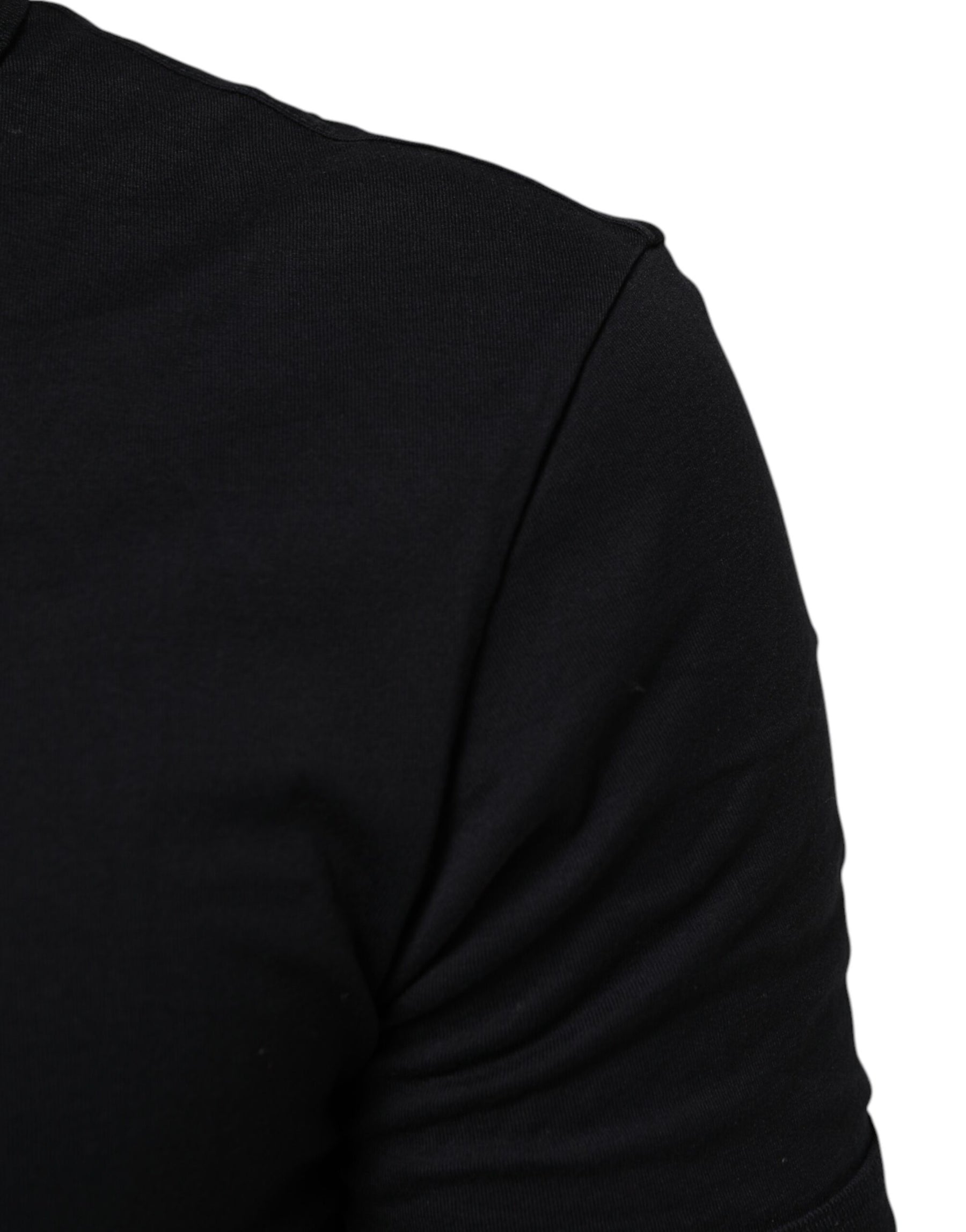 Dolce & Gabbana Black Cotton Plain V-Neck Men Shirt T-shirt | Regal Royce