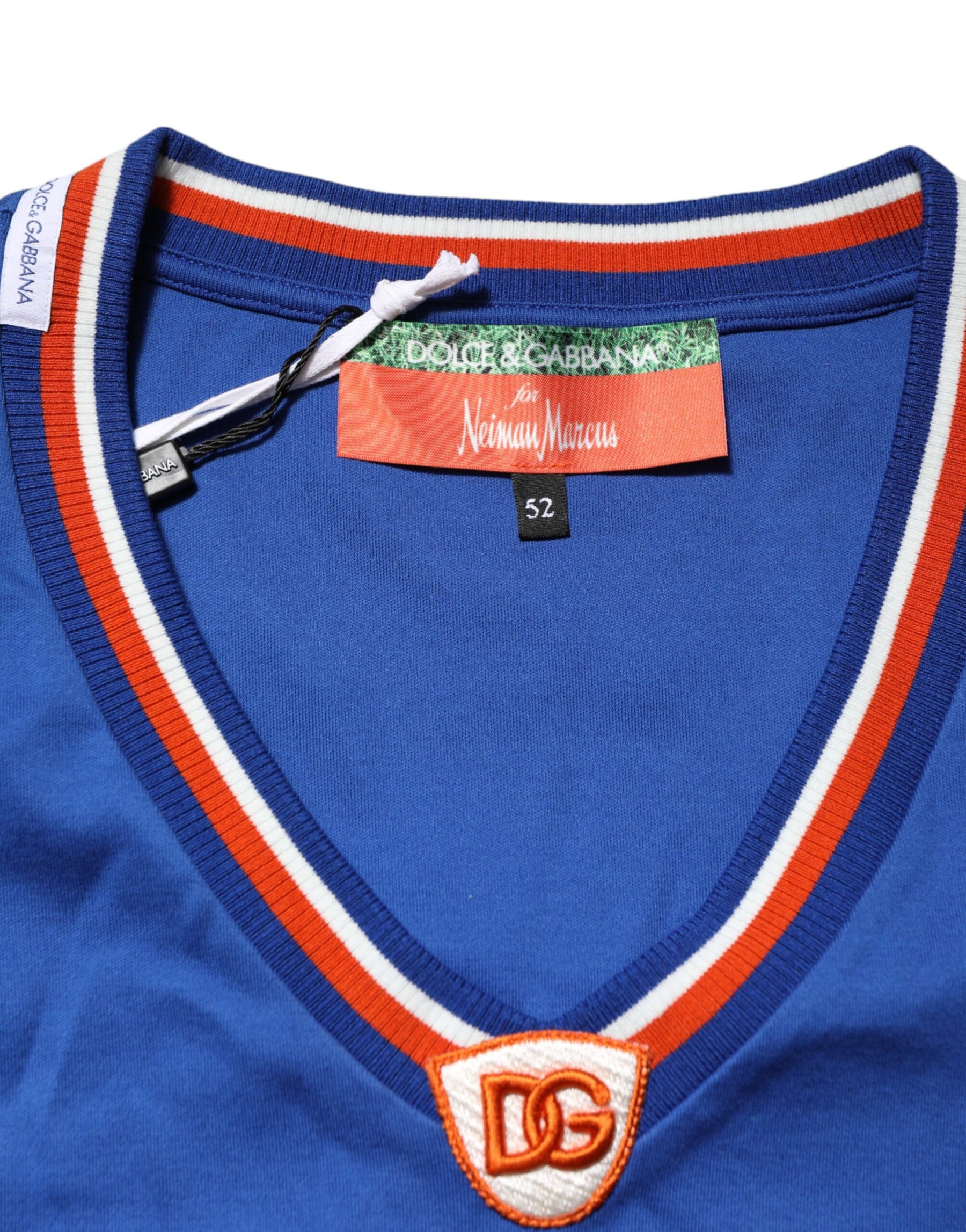 Dolce & Gabbana Blue Cotton DG Logo Mesh Jersey T-shirt | Regal Royce