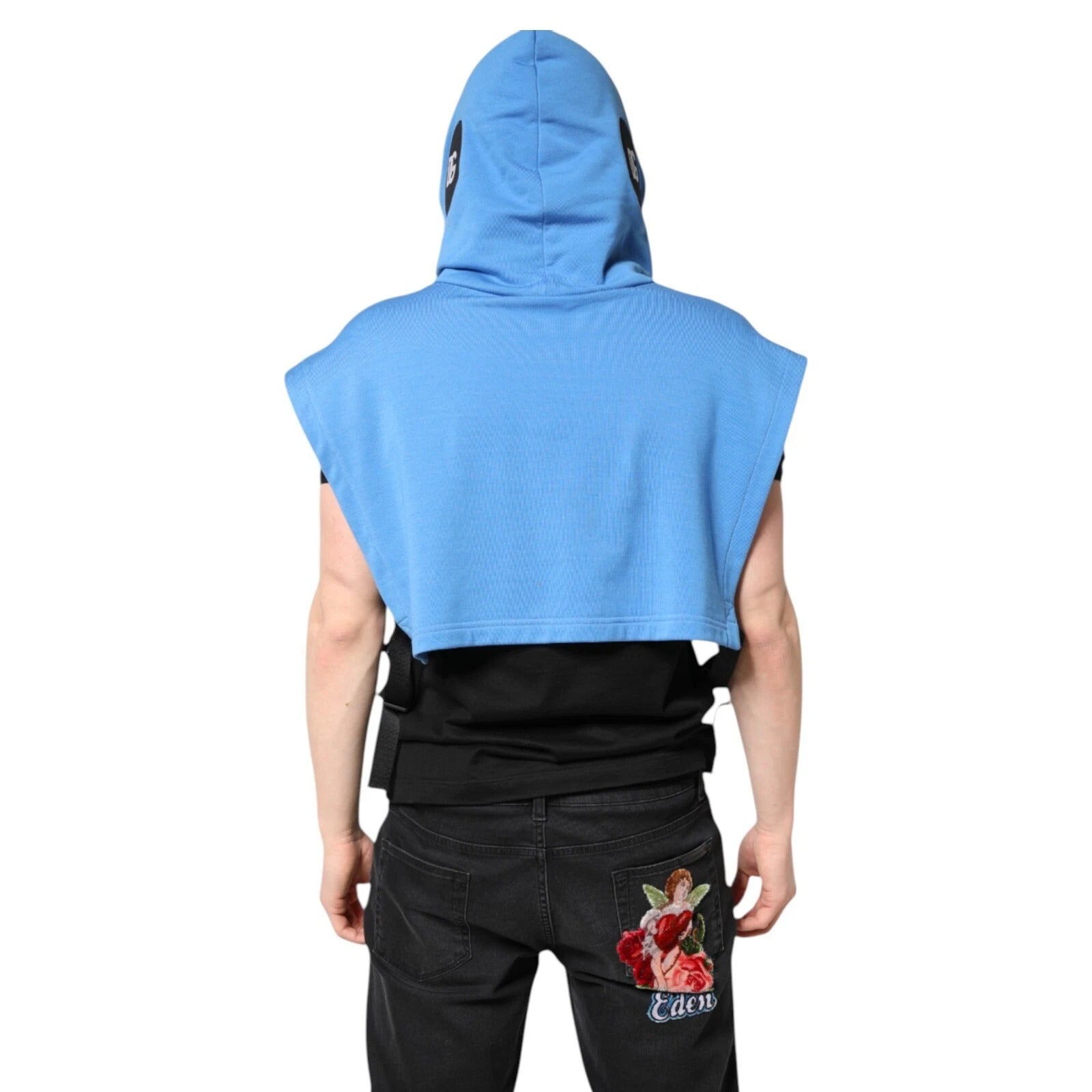 Dolce & Gabbana Blue Cotton Hooded Men Sportswear One Size Vest | Regal Royce