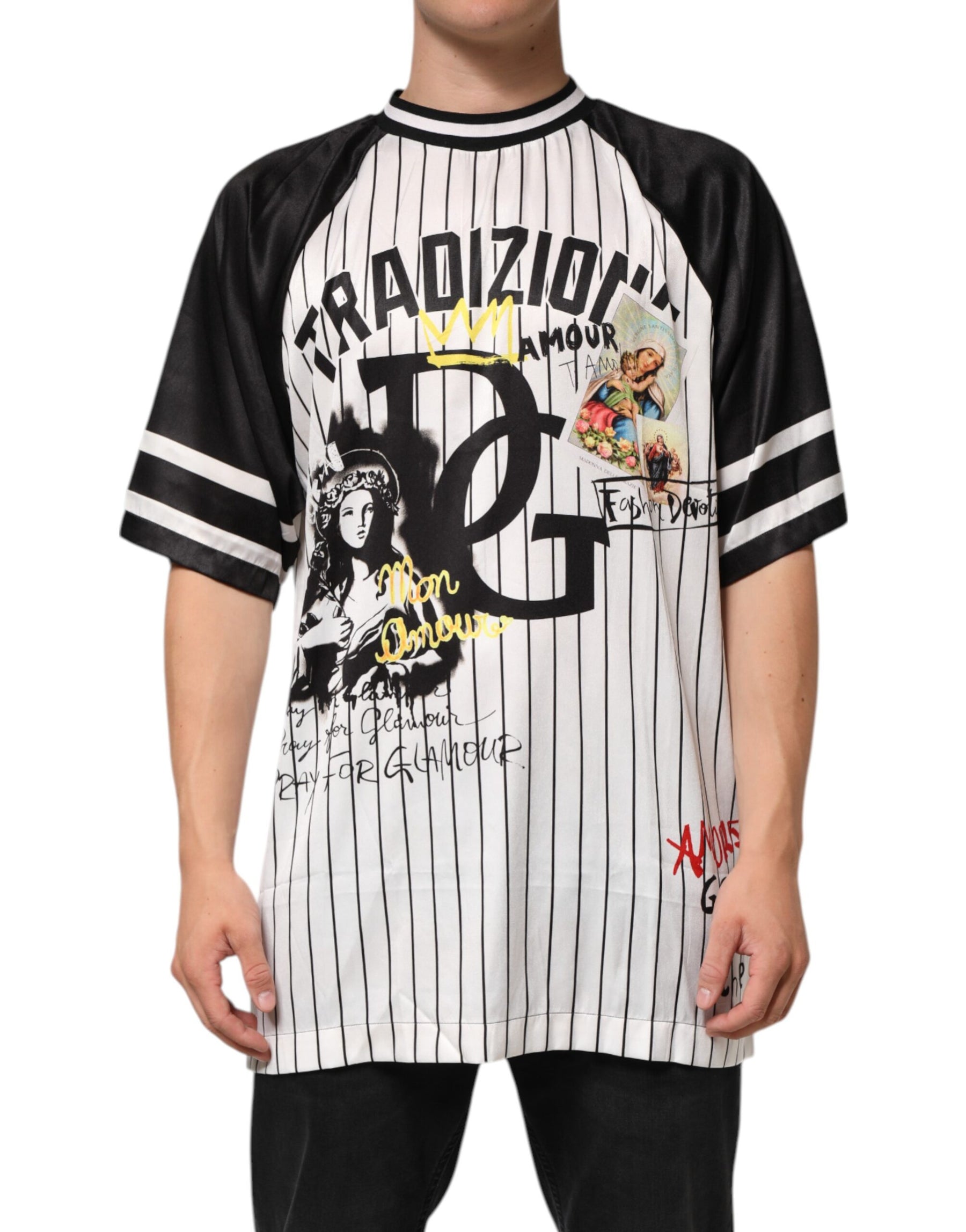 Dolce & Gabbana Tradizione Graffiti Print Oversized Men T-shirt | Regal Royce