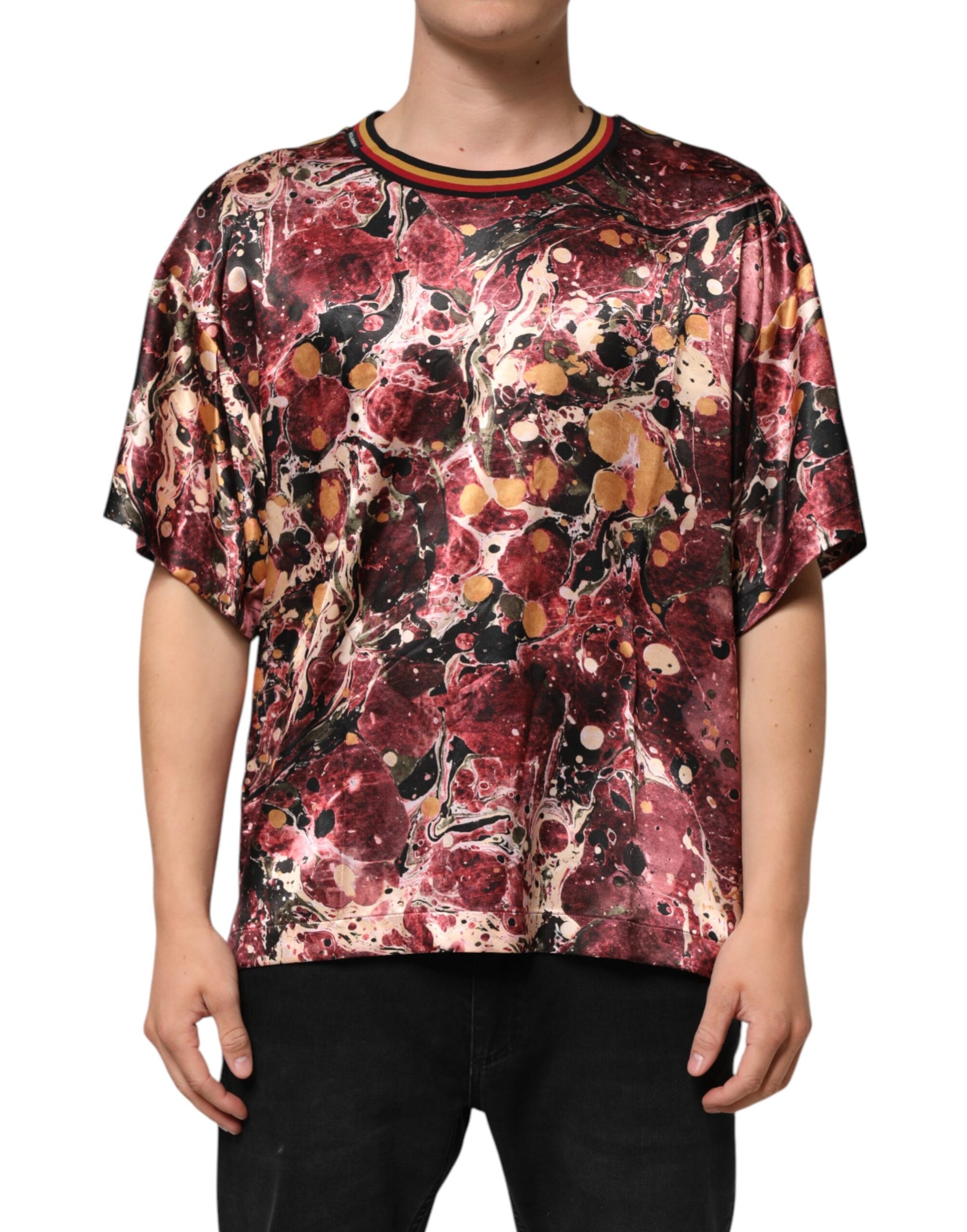 Dolce & Gabbana Multicolor Polyester Marble Print Oversize T-shirt | Regal Royce