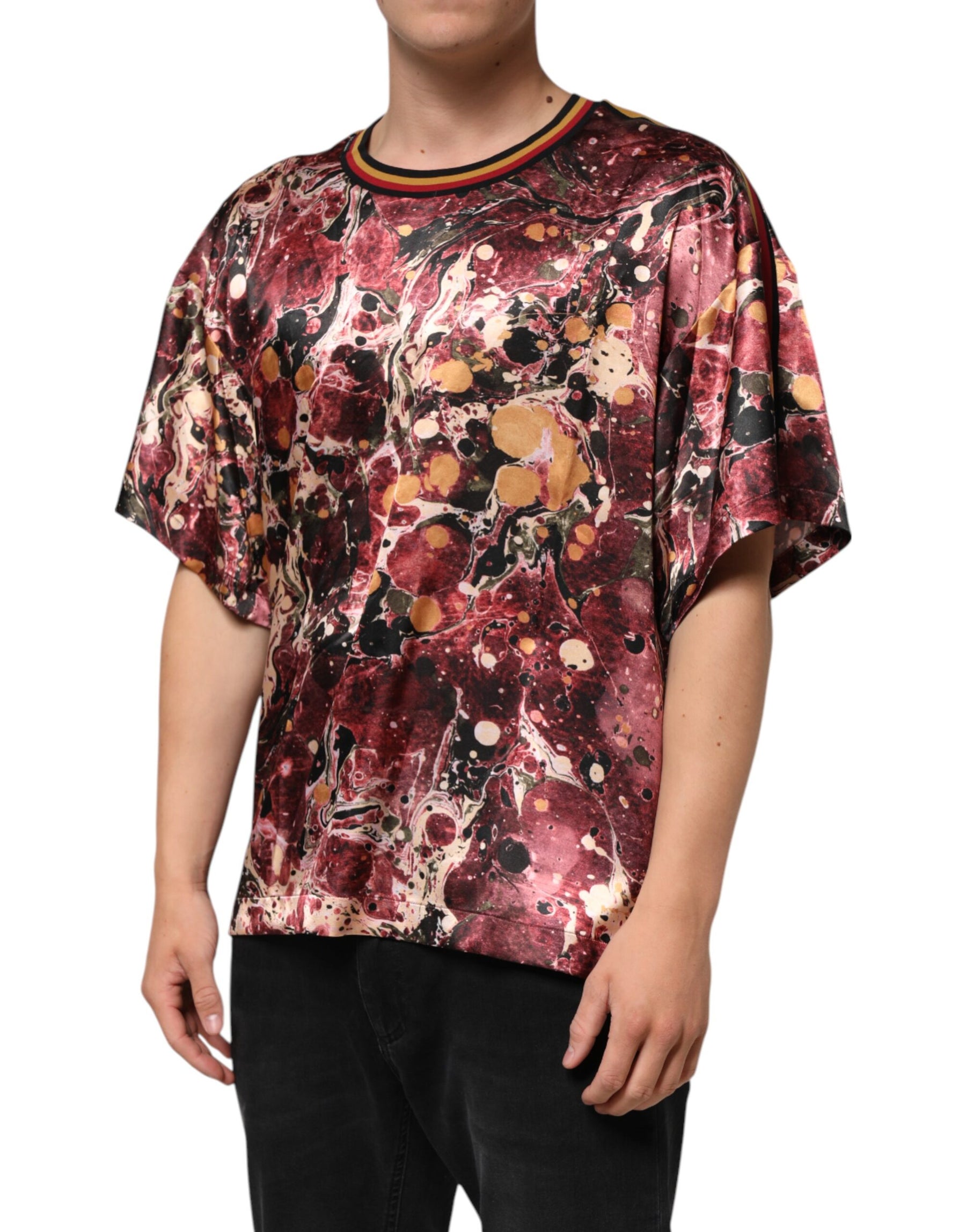 Dolce & Gabbana Multicolor Polyester Marble Print Oversize T-shirt | Regal Royce