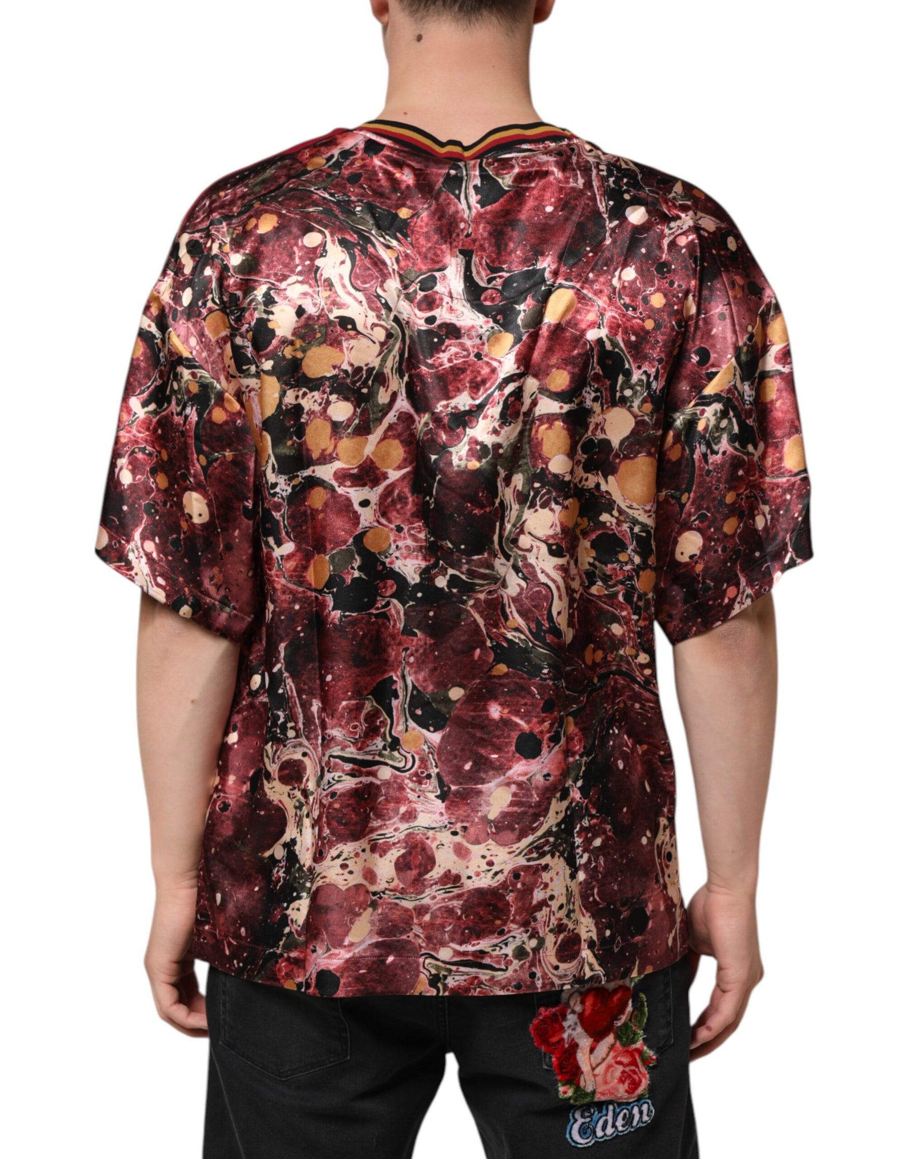 Dolce & Gabbana Multicolor Polyester Marble Print Oversize T-shirt | Regal Royce