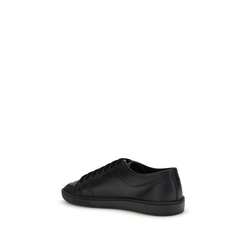 Saint Laurent Black Calf Leather Bos Taurus Low Top Sneakers | Regal Royce