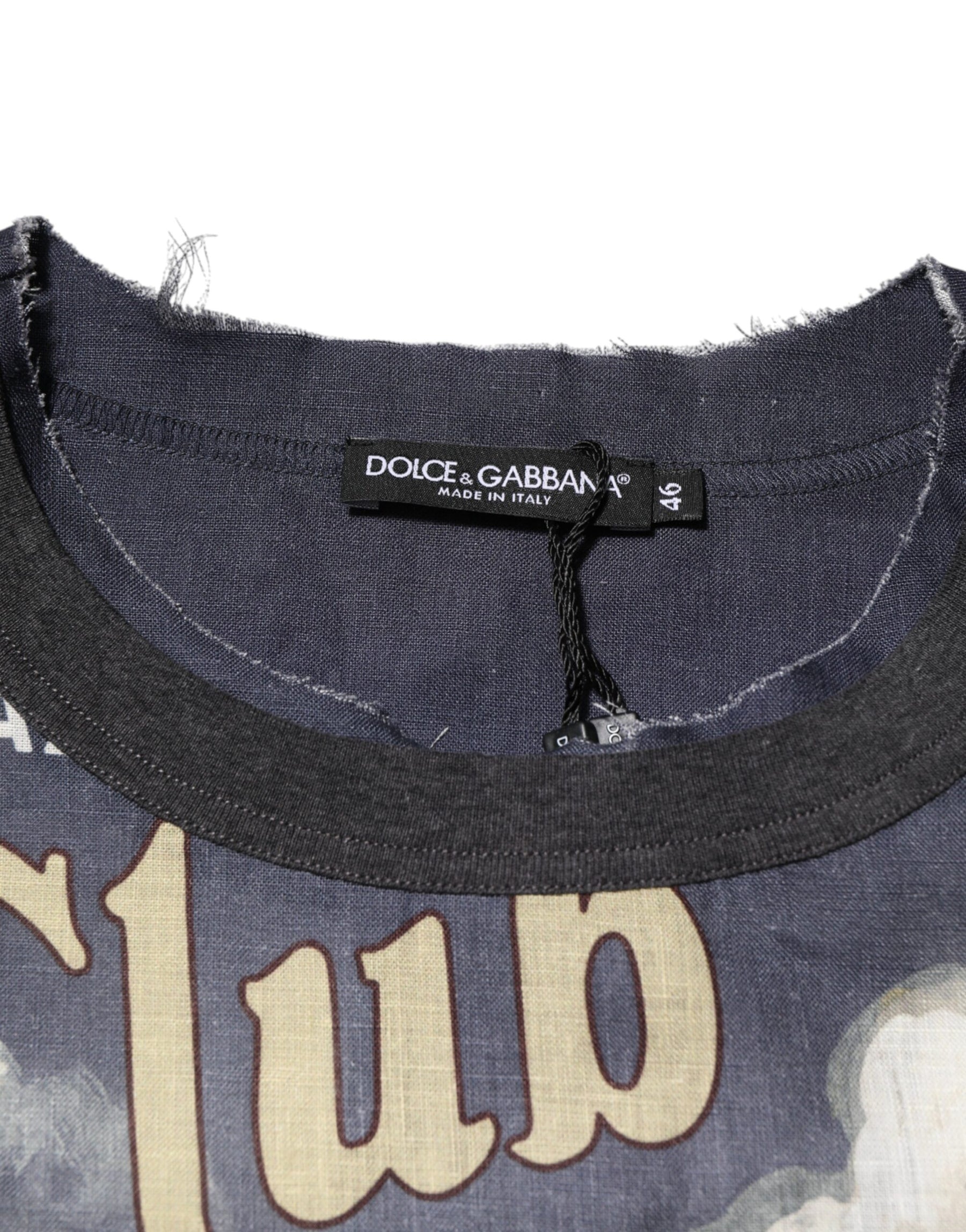 Dolce & Gabbana Palermo Jazz Club Linen Crew Neck Men T-shirt | Regal Royce