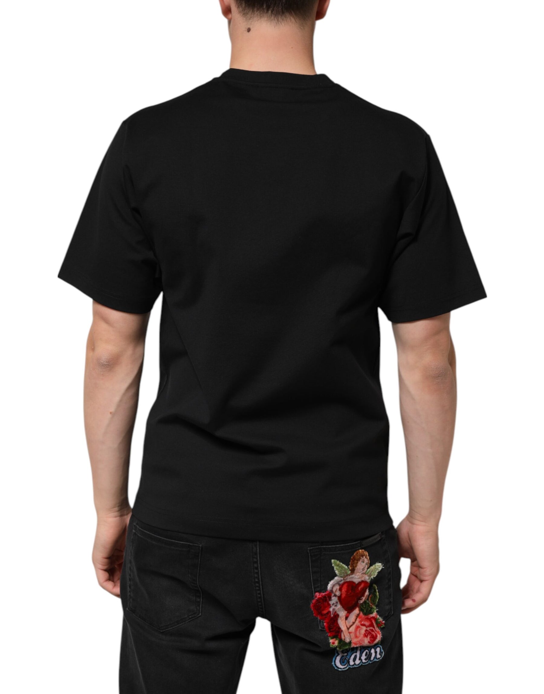 Dolce & Gabbana Black Cotton DG Logo Graffiti Short Sleeve T-shirt | Regal Royce