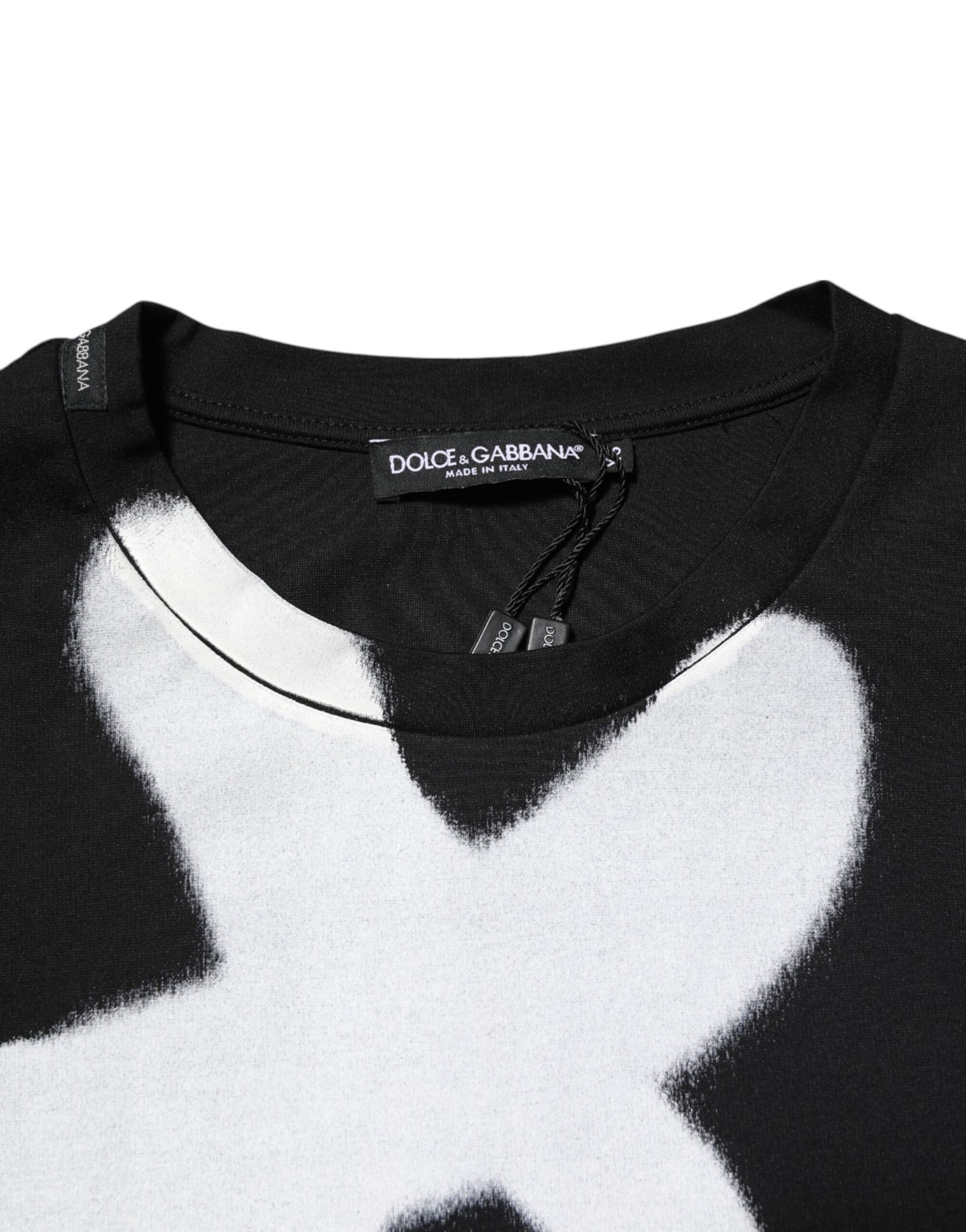 Dolce & Gabbana Black Cotton DG Logo Graffiti Short Sleeve T-shirt | Regal Royce