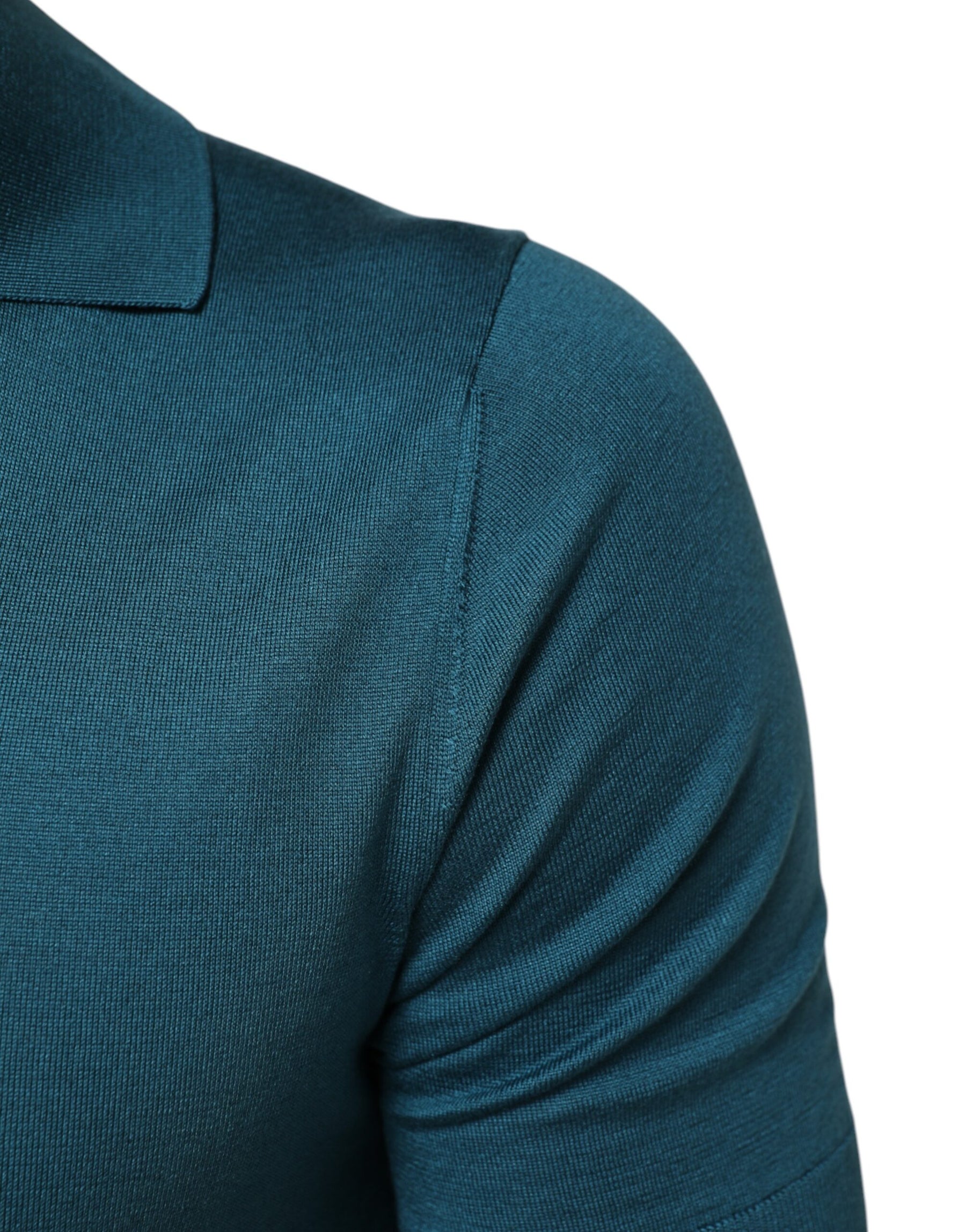 Dolce & Gabbana Teal Blue Silk Collar Short Sleeve Polo T-shirt | Regal Royce