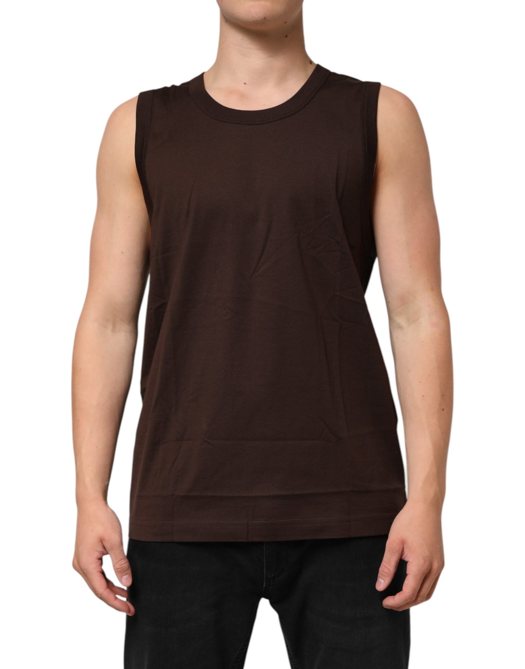 Dolce & Gabbana Brown Cotton Sleeveless Underwear Men Tank Top | Regal Royce