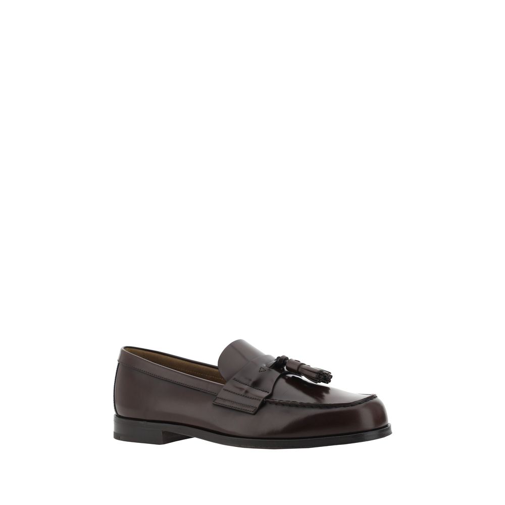 Prada Brown Calf Leather Bos Taurus Slip-On Loafers | Regal Royce