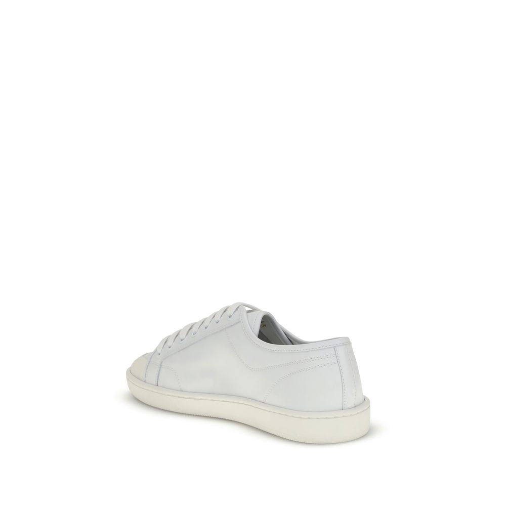 Saint Laurent White Calf Leather Bos Taurus Low Top Sneakers | Regal Royce