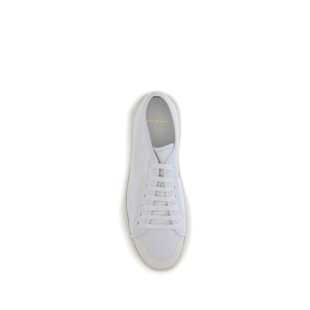 Saint Laurent White Calf Leather Bos Taurus Low Top Sneakers | Regal Royce