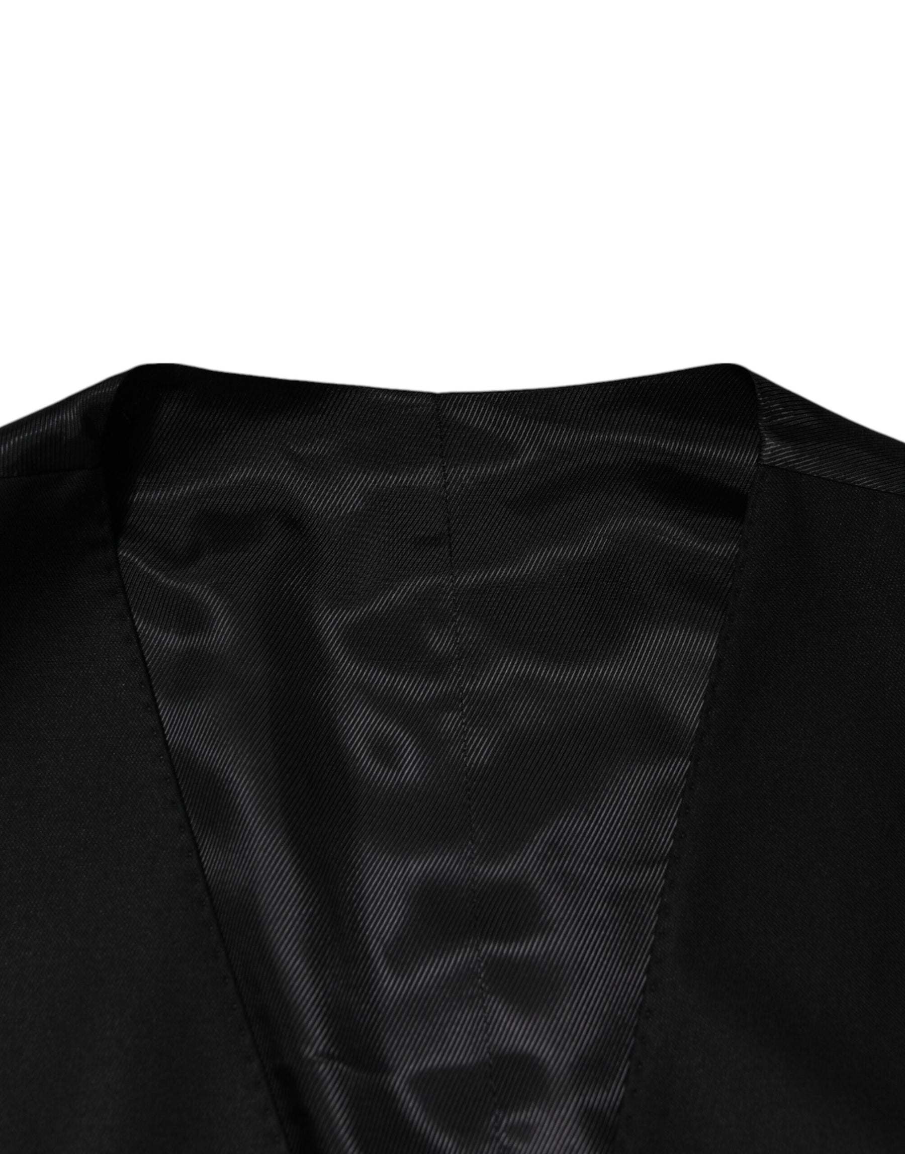 Dolce & Gabbana Black Wool Dress Formal Men Waistcoat Vest | Regal Royce