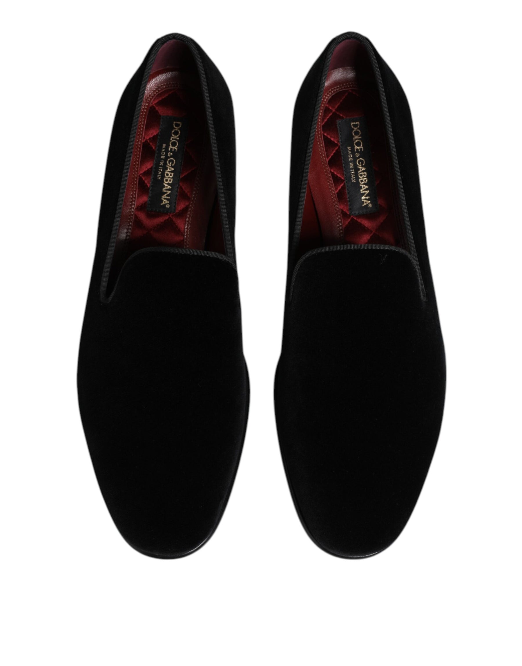 Dolce & Gabbana Black Velvet Slip On Men Loafers Formal Shoes | Regal Royce