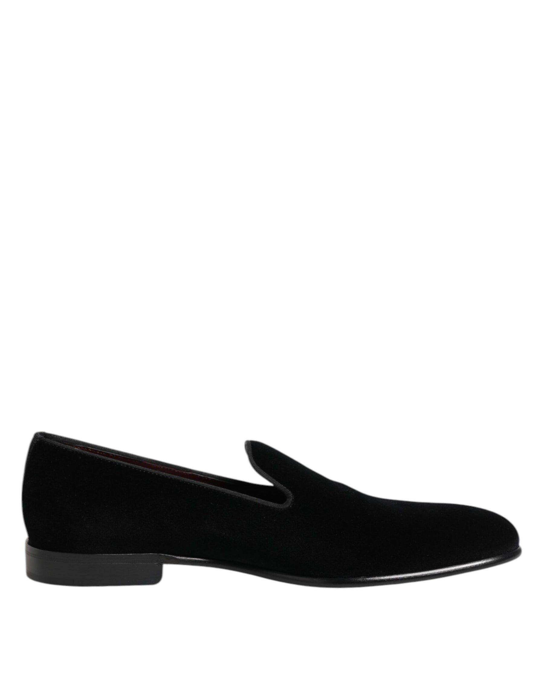 Dolce & Gabbana Black Velvet Slip On Men Loafers Formal Shoes | Regal Royce