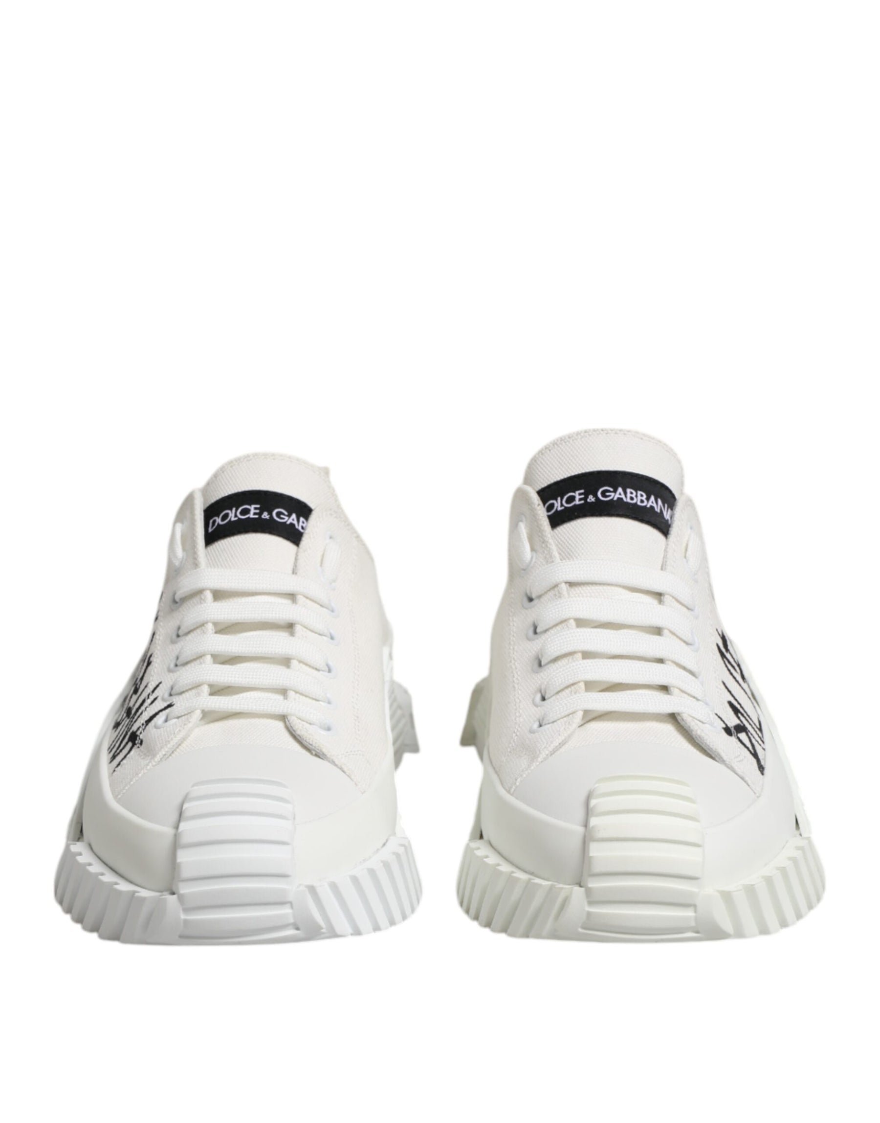 Dolce & Gabbana White Logo Graffiti Low Top Sneakers Shoes | Regal Royce