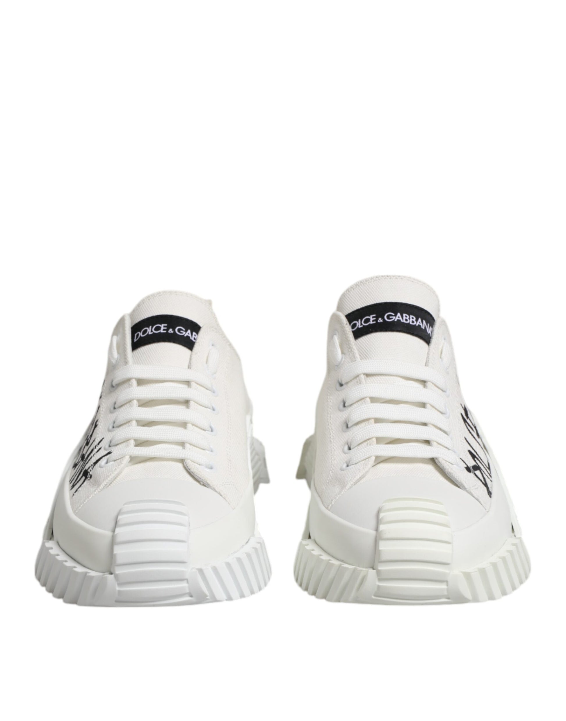 Dolce & Gabbana White Logo Graffiti Low Top Sneakers Shoes