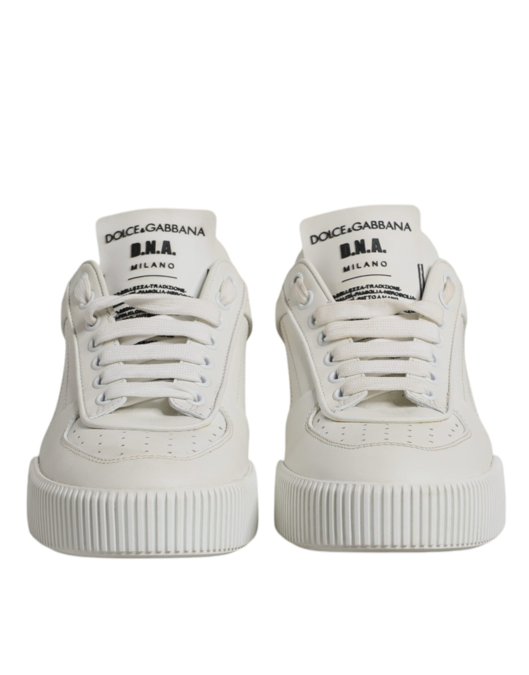 Dolce & Gabbana White Miami Leather Low Top Sneakers Shoes | Regal Royce