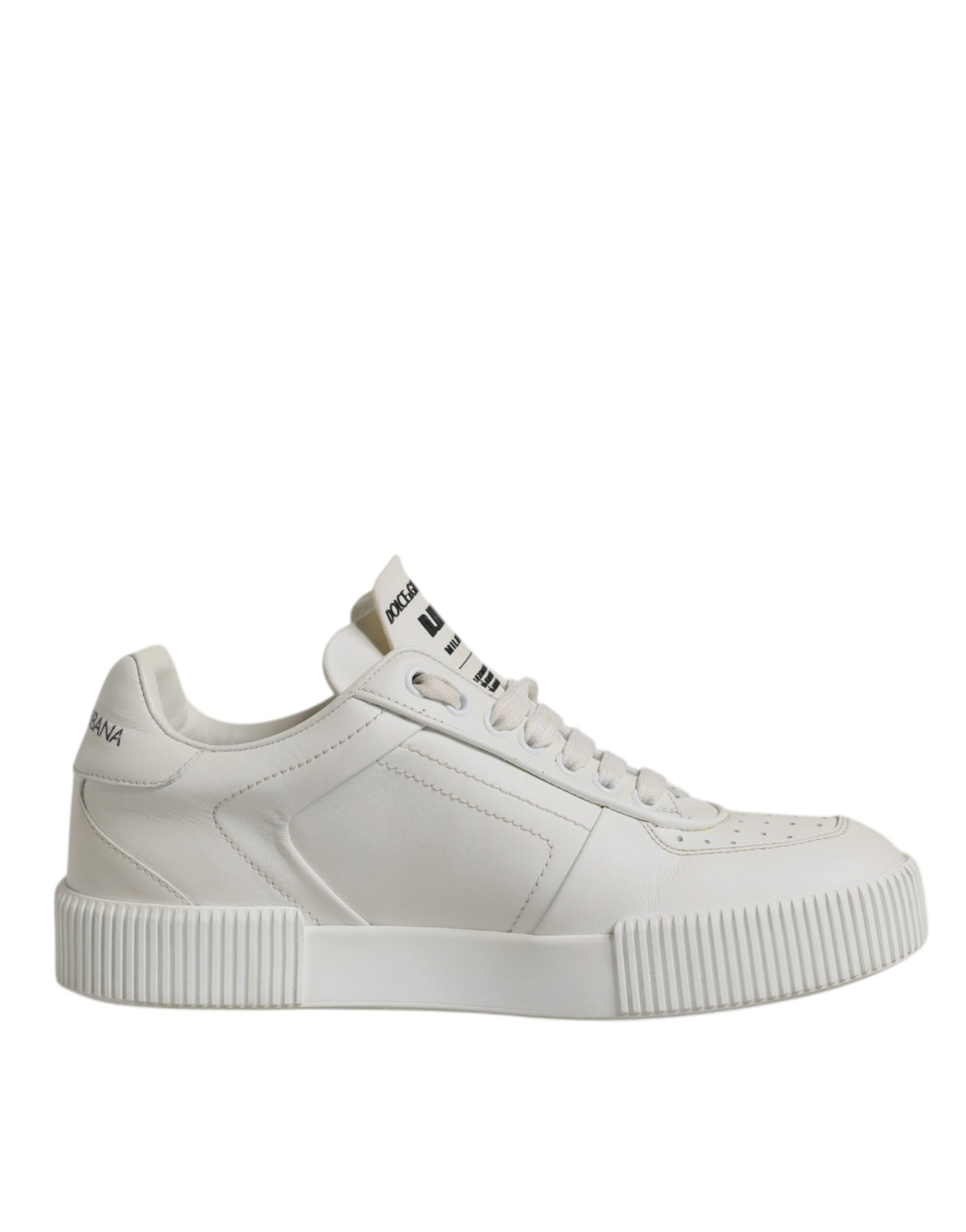 Dolce & Gabbana White Miami Leather Low Top Sneakers Shoes | Regal Royce