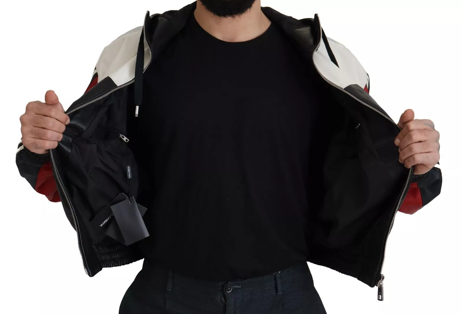 Dolce & Gabbana Black Leather Hooded Blouson Jacket | Regal Royce