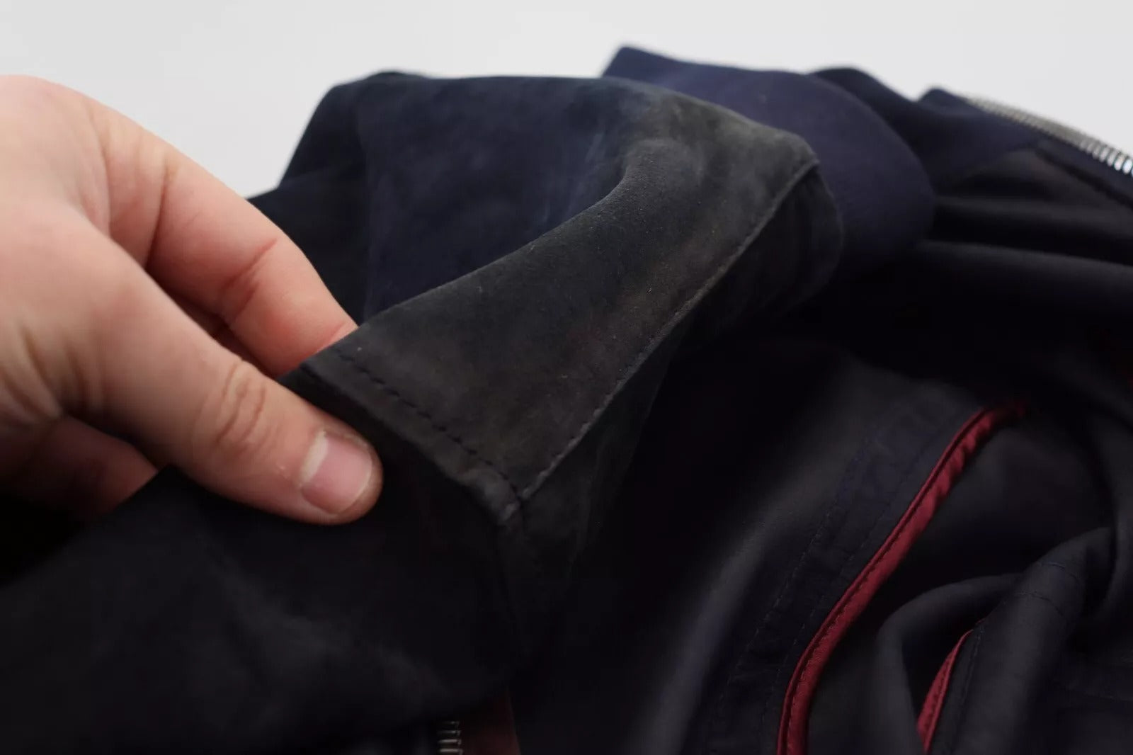 Dolce & Gabbana Dark Blue Suede Lambskin Blouson Jacket | Regal Royce