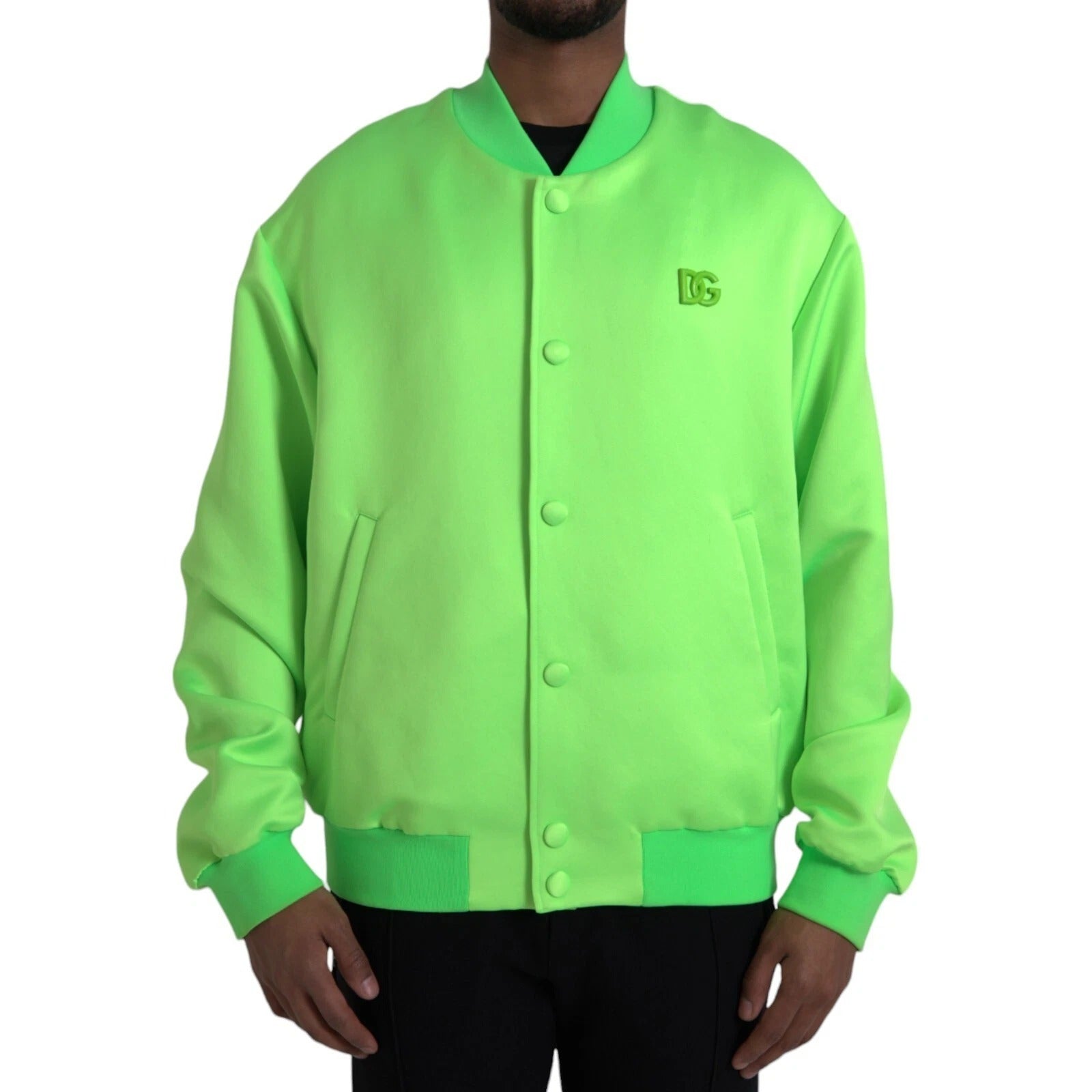 Dolce & Gabbana Neon Green Polyester Long Sleeves Men Bomber Jacket | Regal Royce
