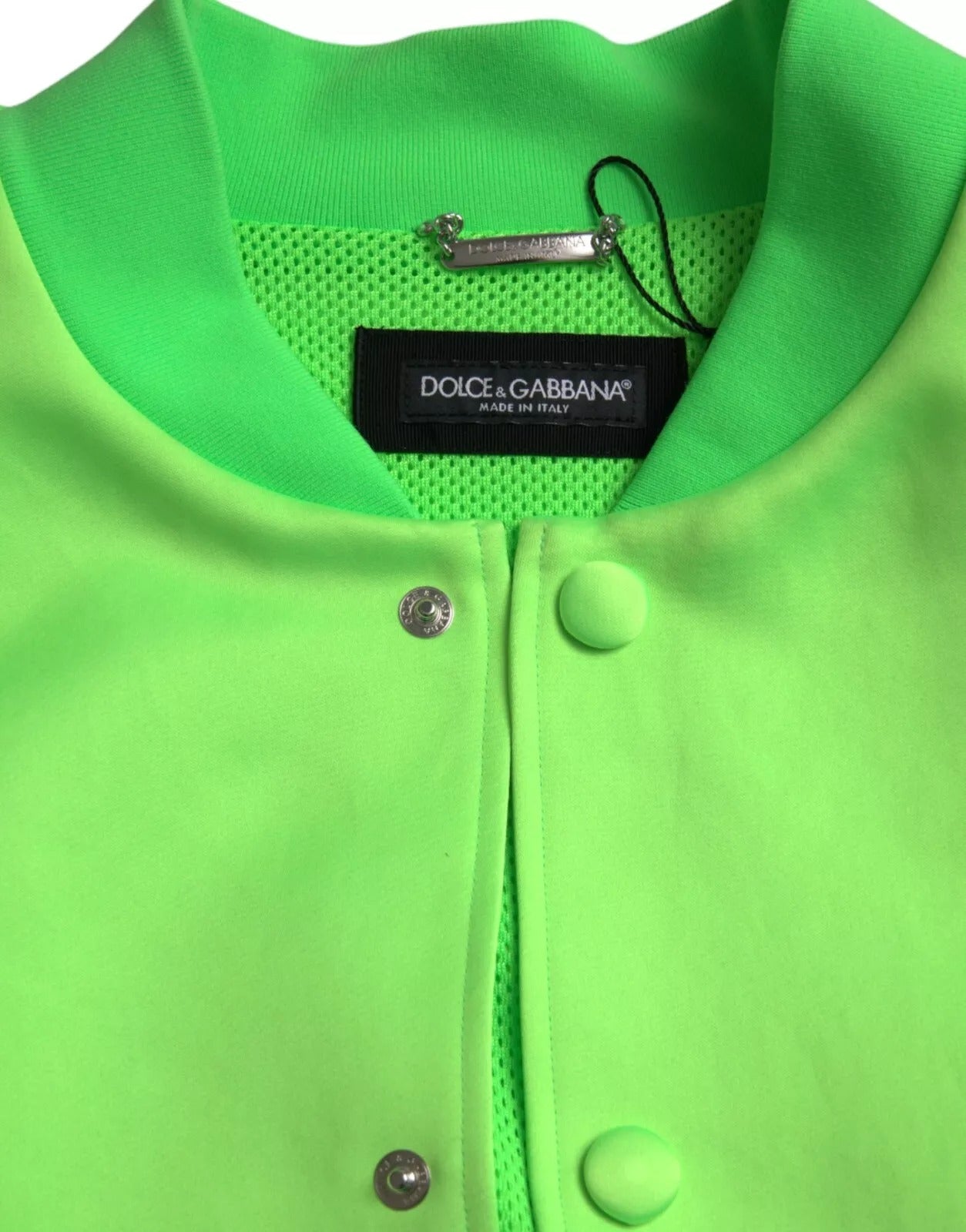 Dolce & Gabbana Neon Green Polyester Long Sleeves Men Bomber Jacket | Regal Royce