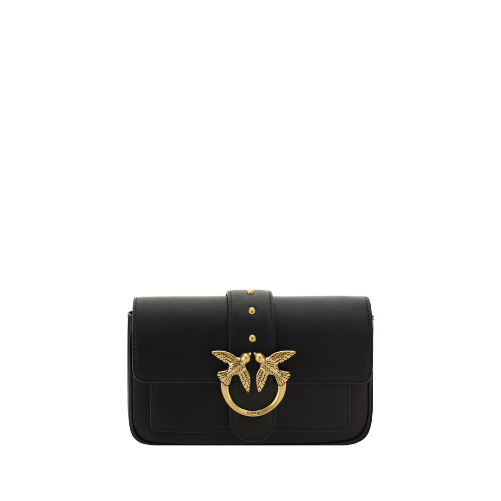 PINKO Black Calf Leather Bos Taurus Shoulder Bag | Regal Royce