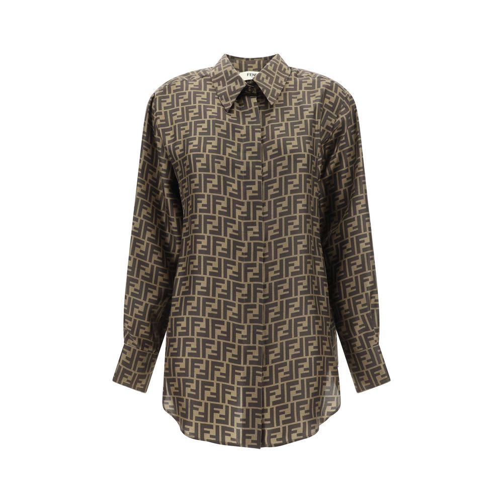 Fendi Brown Silk Pattern Shirt | Regal Royce