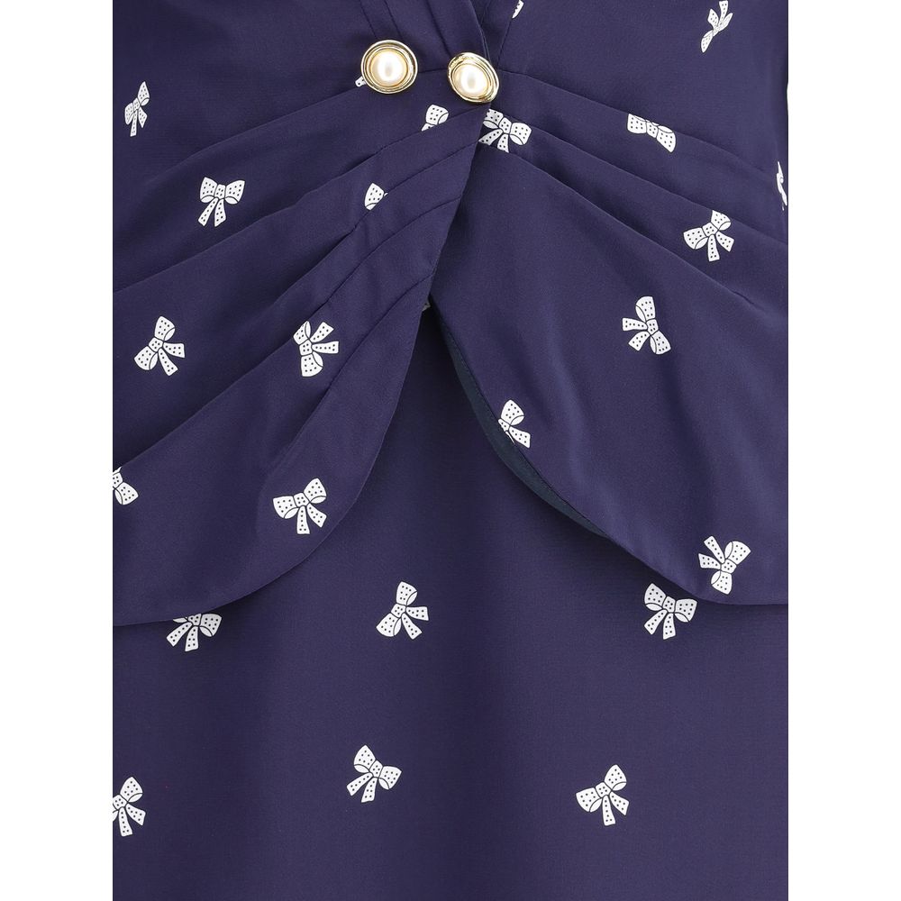 Alessandra Rich Blue Silk Casual Dress | Regal Royce