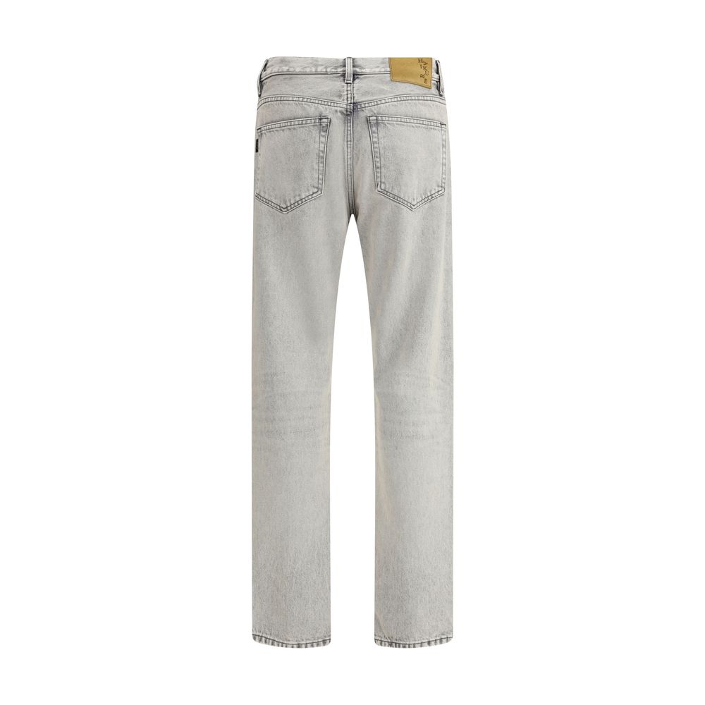 Haikure Light Blue Cotton Straight-Leg Jeans | Regal Royce