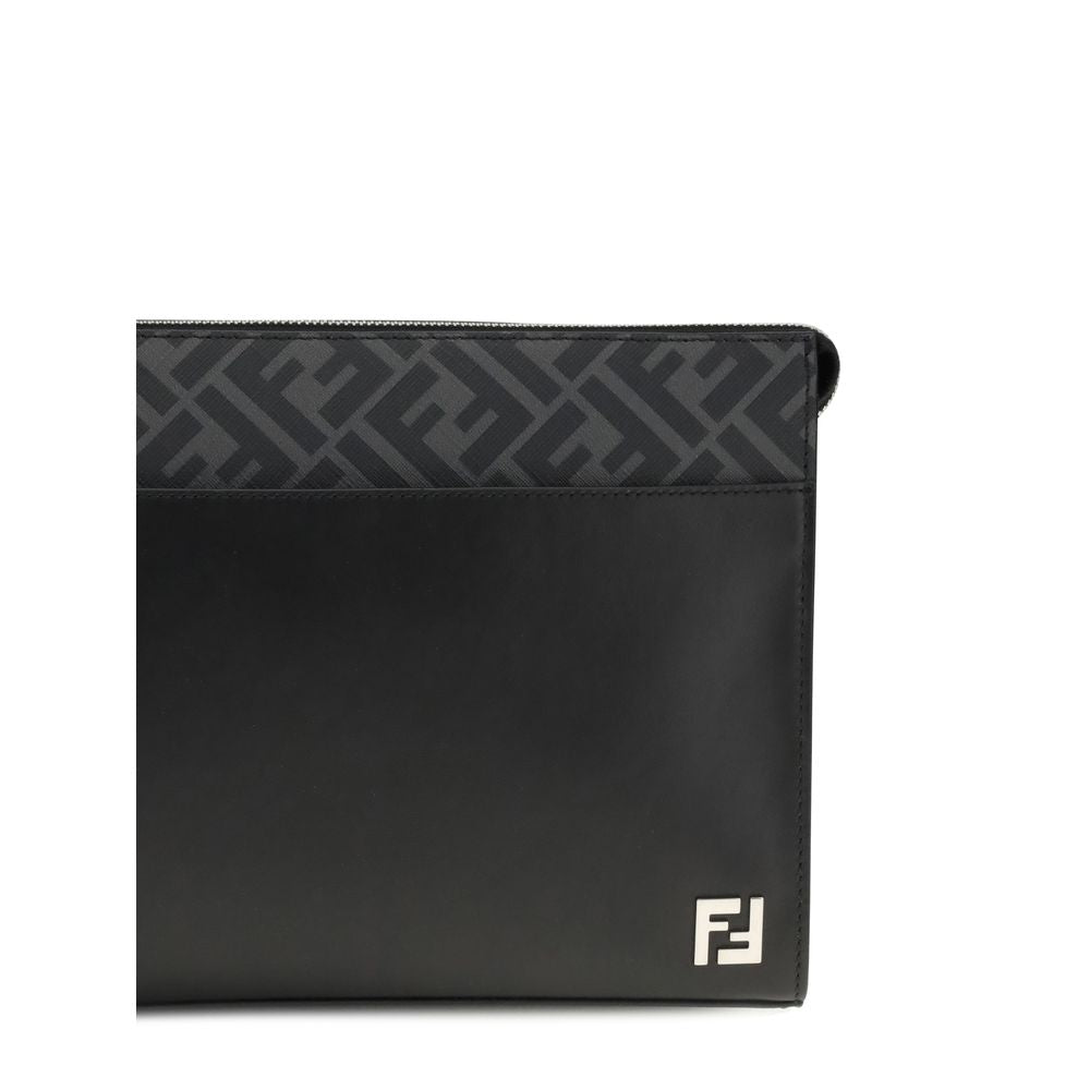 Fendi Black Leather Clutch Bag