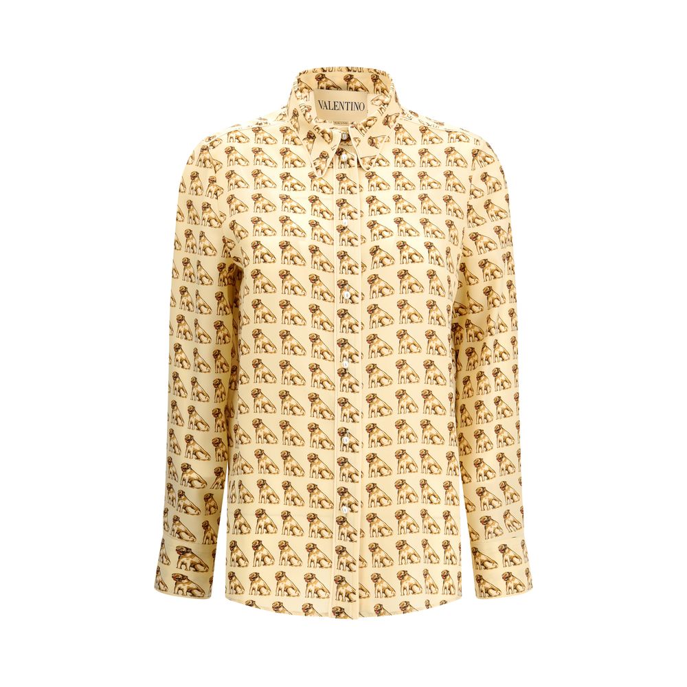 Valentino Beige Silk Pattern Shirt | Regal Royce