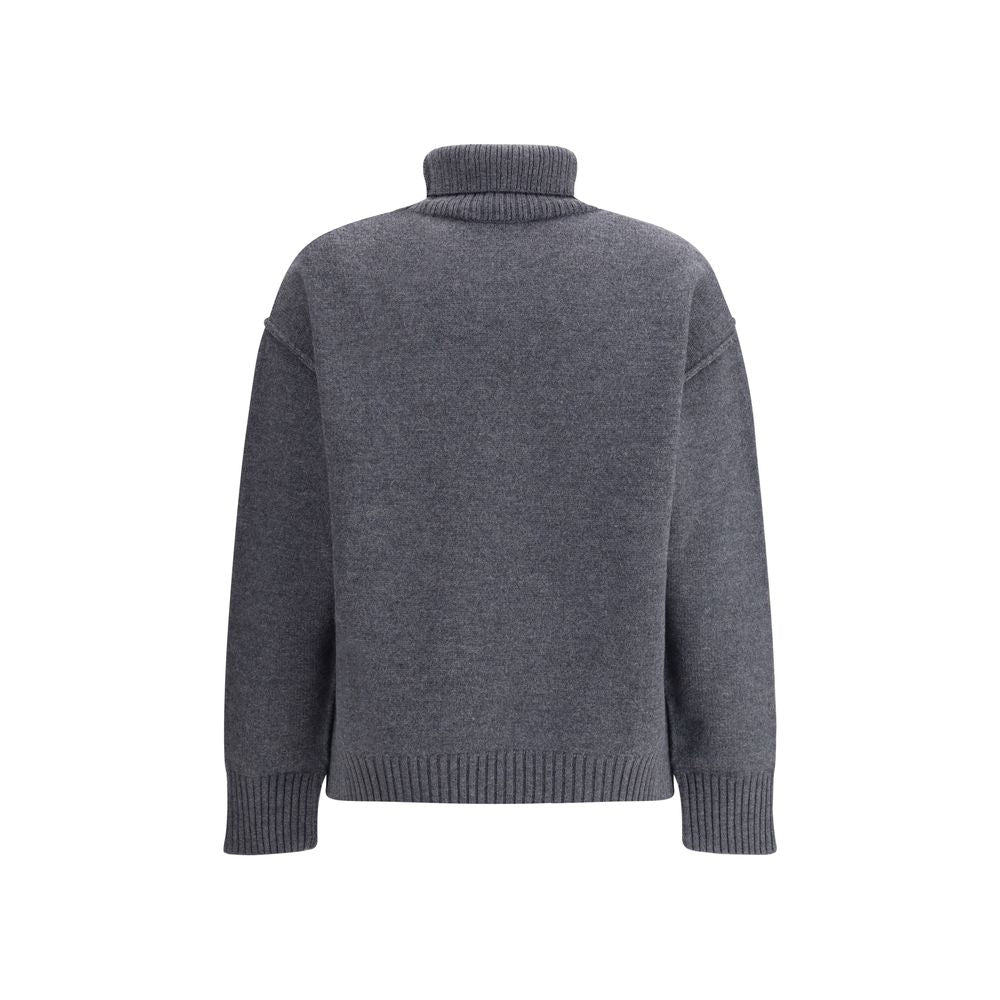 Ami Paris Gray Fleece Wool Turtleneck