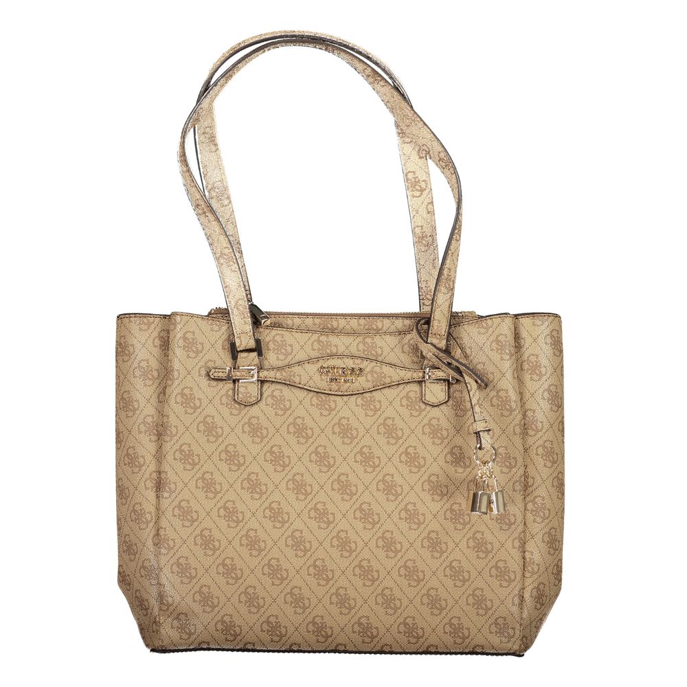 Guess Jeans Beige Polyurethane Women Handbag | Regal Royce