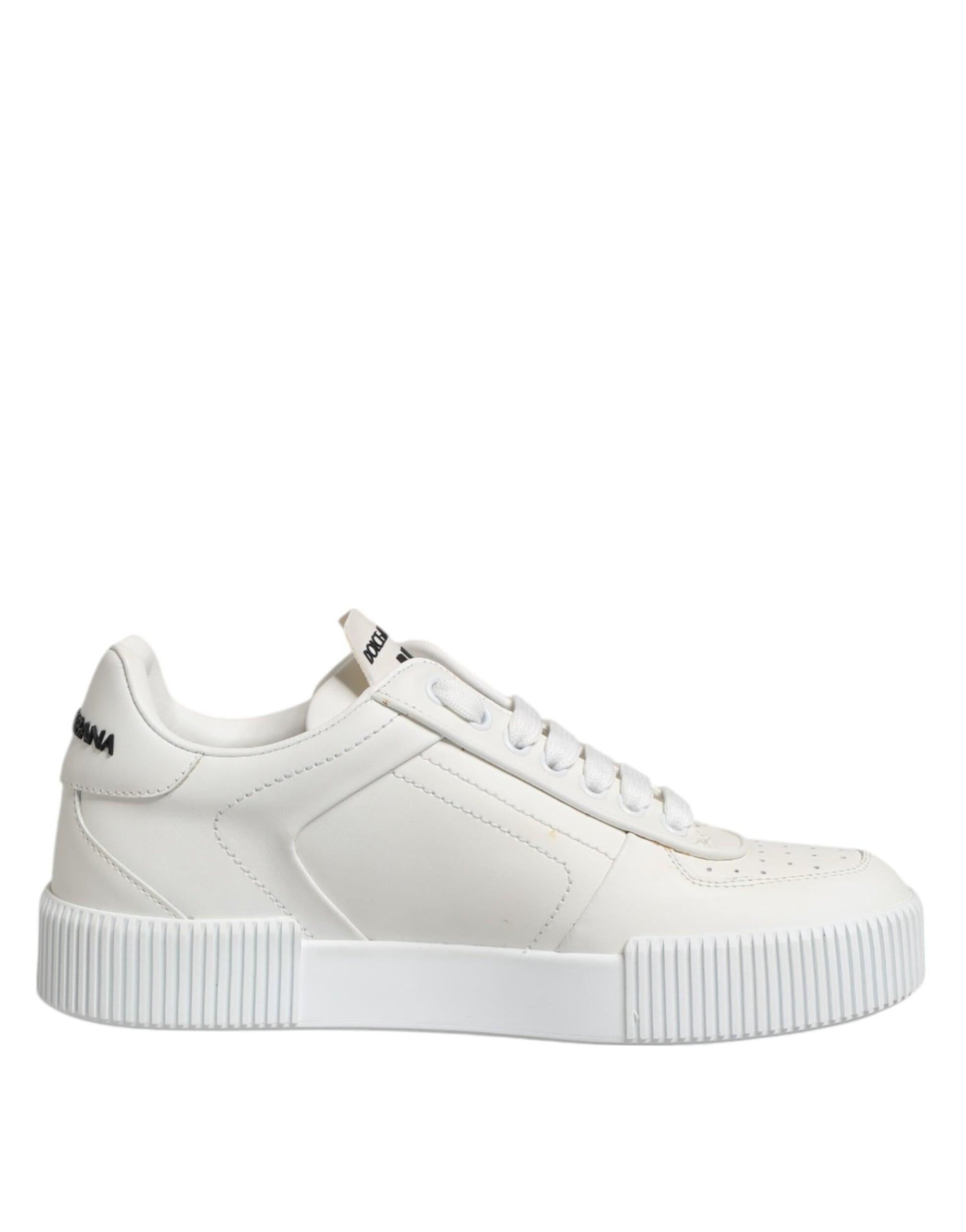 Dolce & Gabbana White Miami Leather Low Top Sneakers Shoes