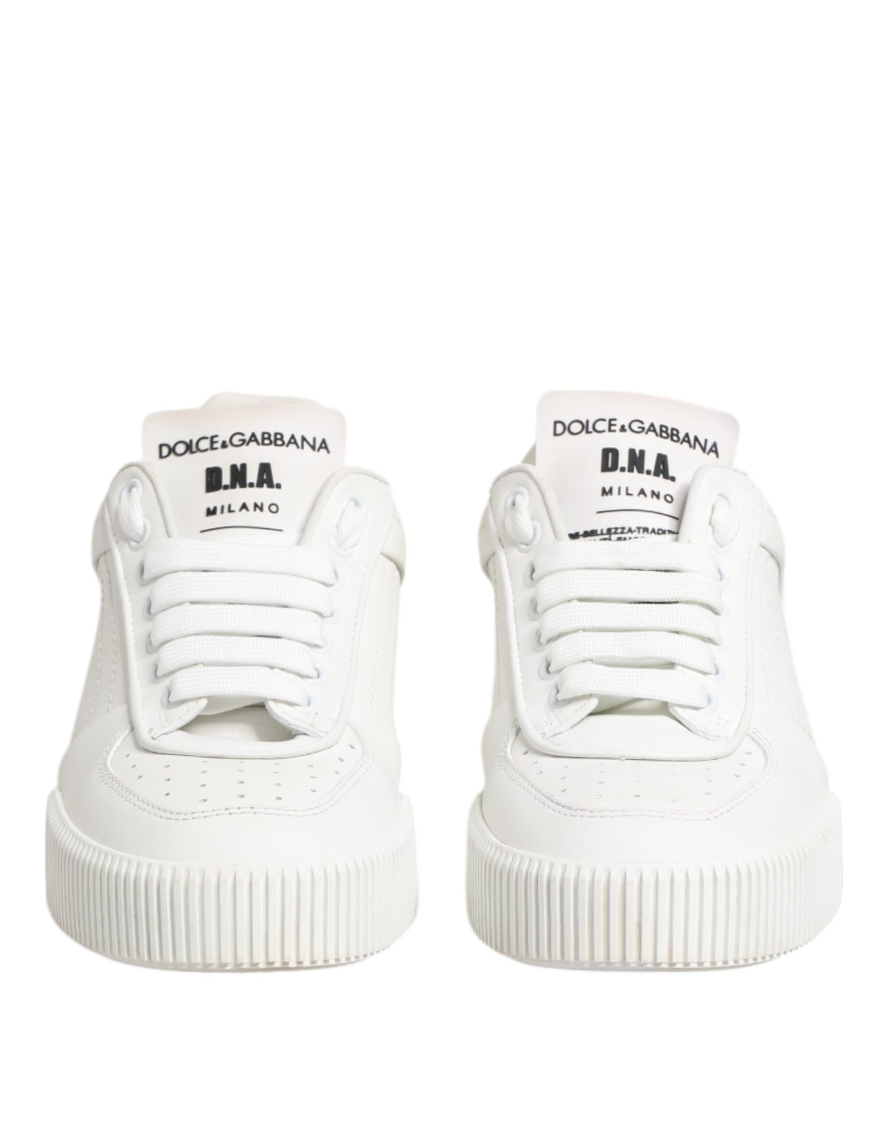 Dolce & Gabbana White Miami Leather Low Top Sneakers Shoes | Regal Royce