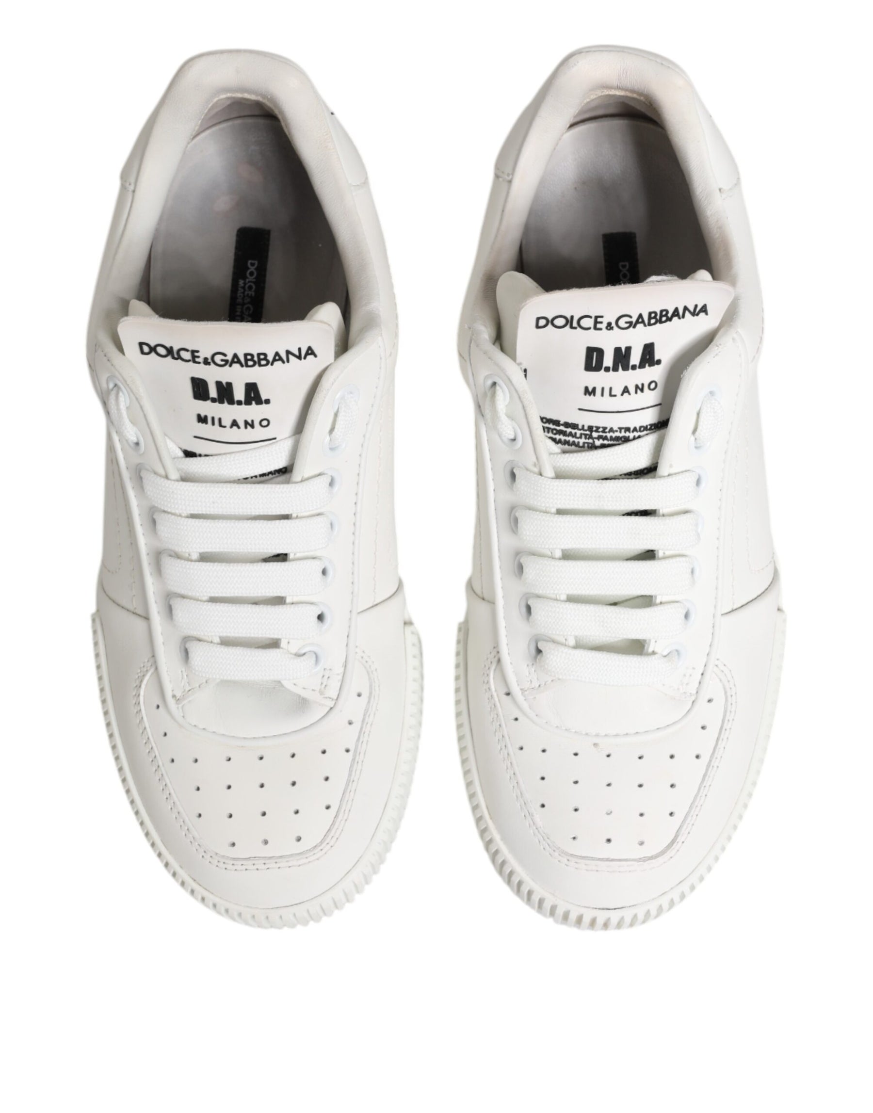 Dolce & Gabbana White Miami Leather Low Top Sneakers Shoes | Regal Royce