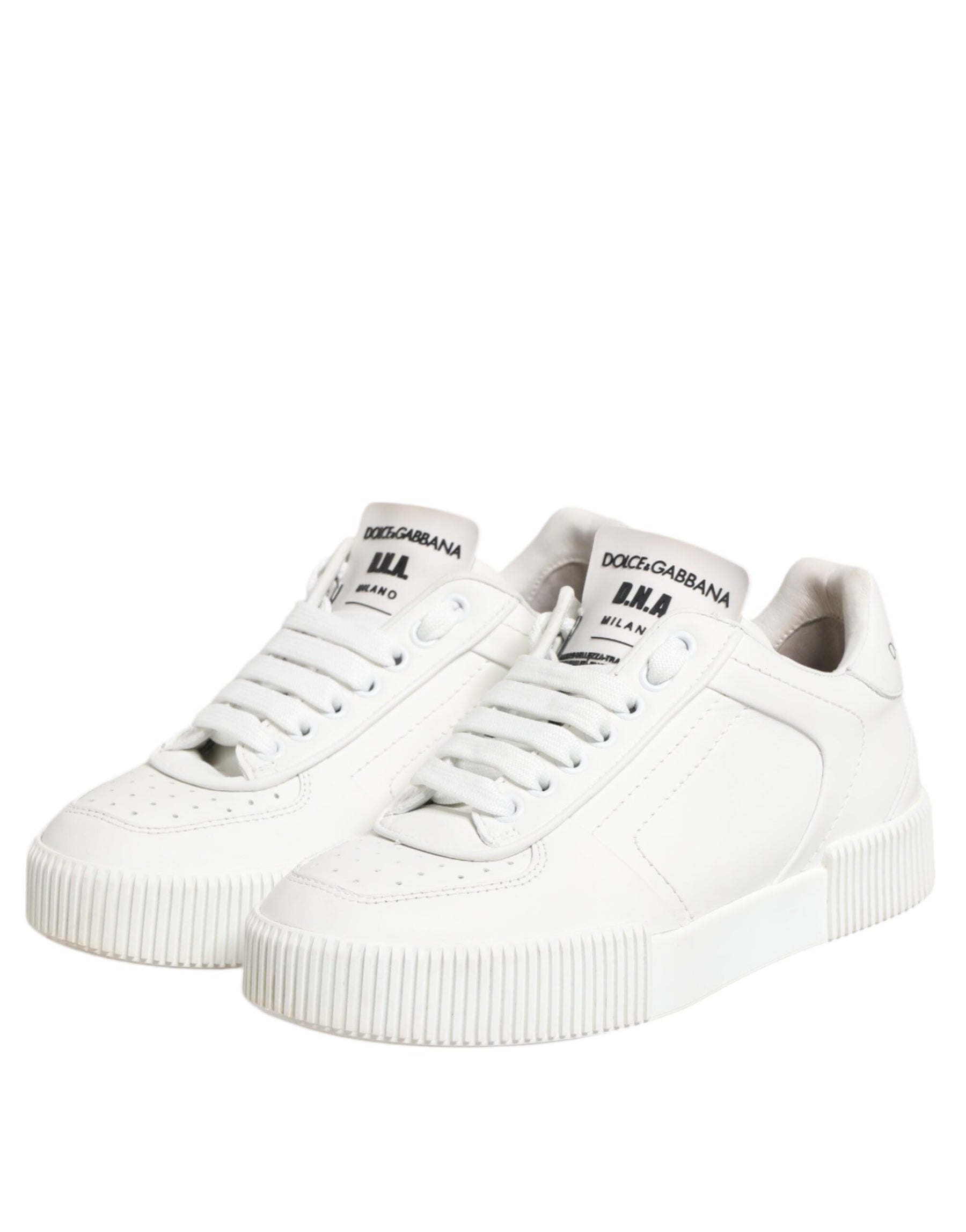 Dolce & Gabbana White Miami Leather Low Top Sneakers Shoes | Regal Royce
