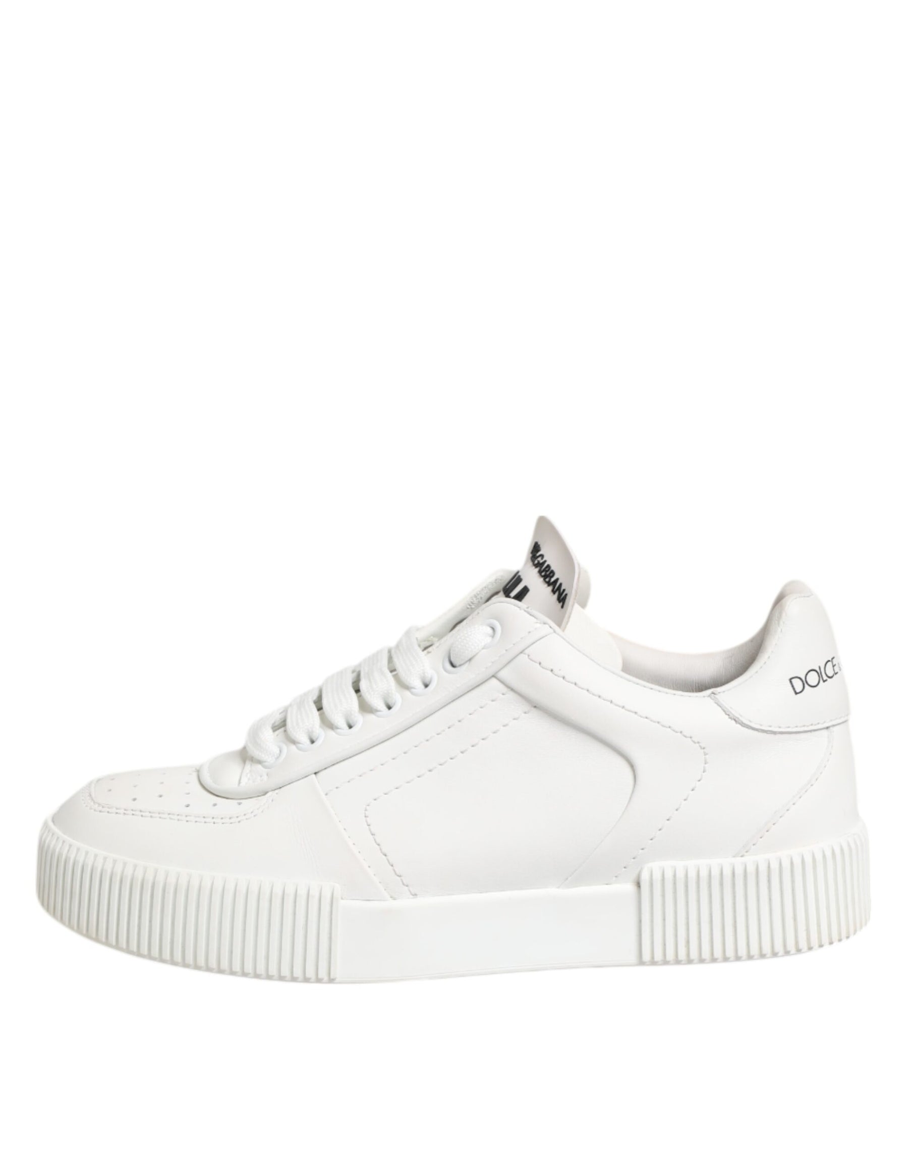 Dolce & Gabbana White Miami Leather Low Top Sneakers Shoes | Regal Royce