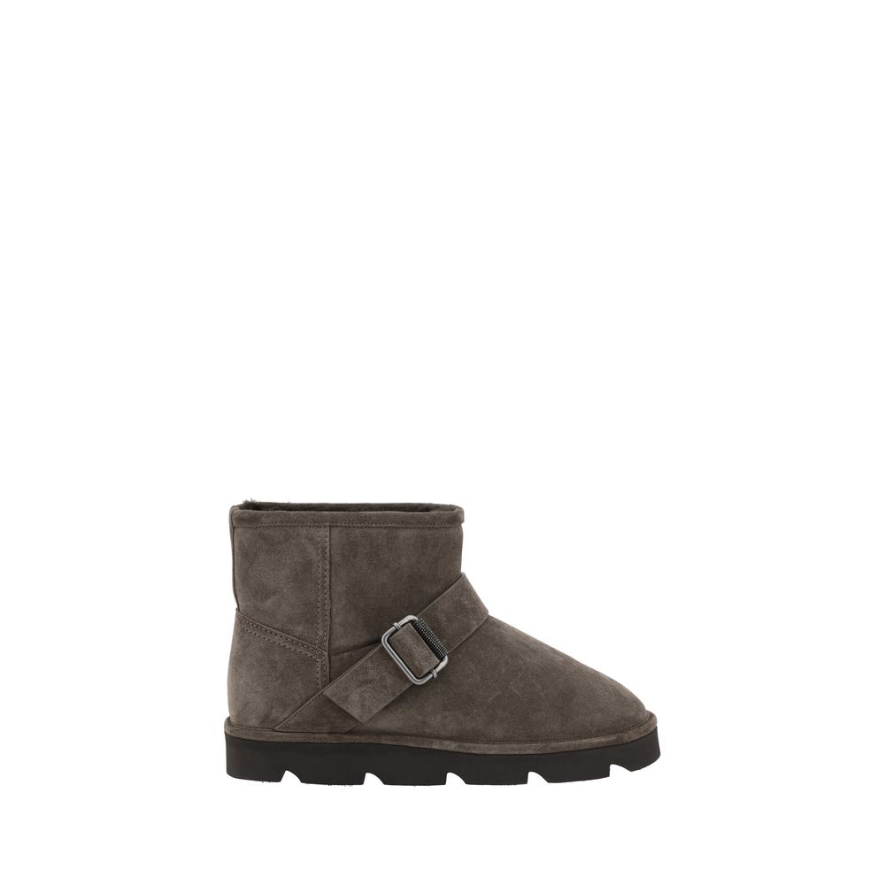 Brunello Cucinelli Brown Calf Leather Bos Taurus Ankle Boots | Regal Royce