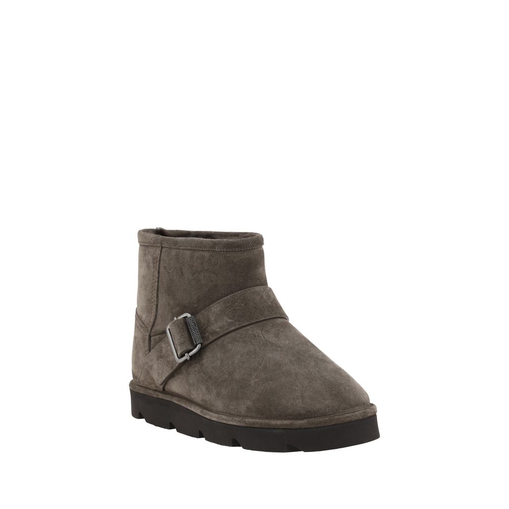 Brunello Cucinelli Brown Calf Leather Bos Taurus Ankle Boots | Regal Royce