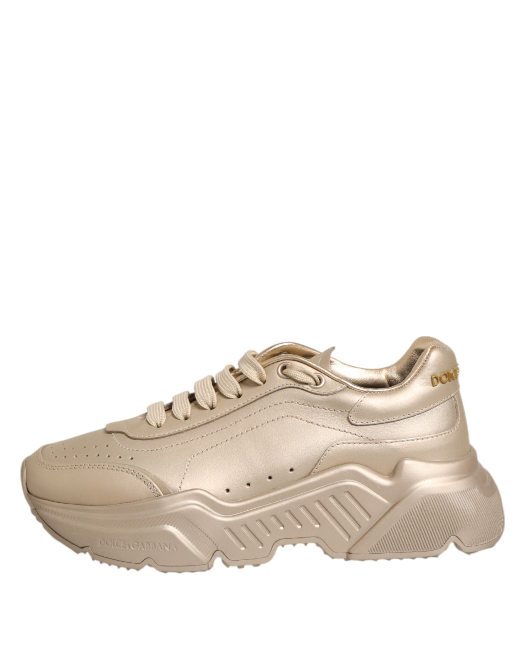 Dolce & Gabbana Gold Leather Daymaster Women Sneaker Shoes | Regal Royce