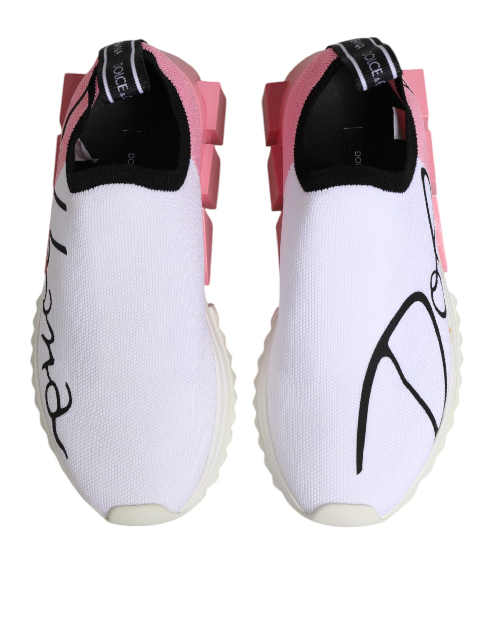 Dolce & Gabbana White Pink Low Top Sorrento Sneakers Shoes
