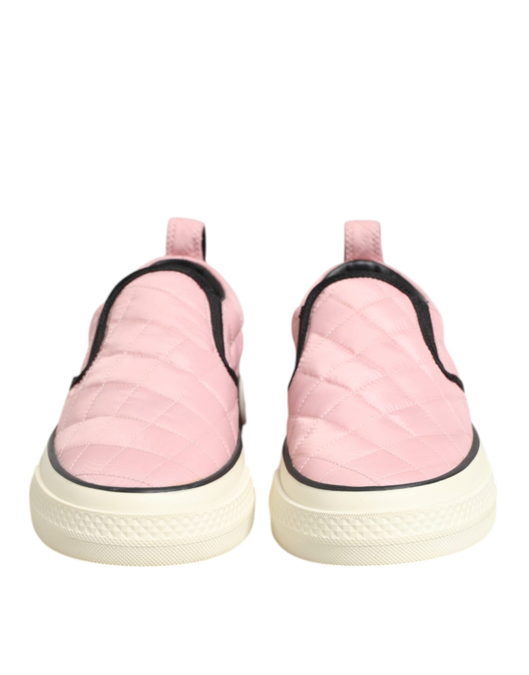 Dolce & Gabbana Pink Quilted Nylon Slip-On Sneaker Shoes | Regal Royce